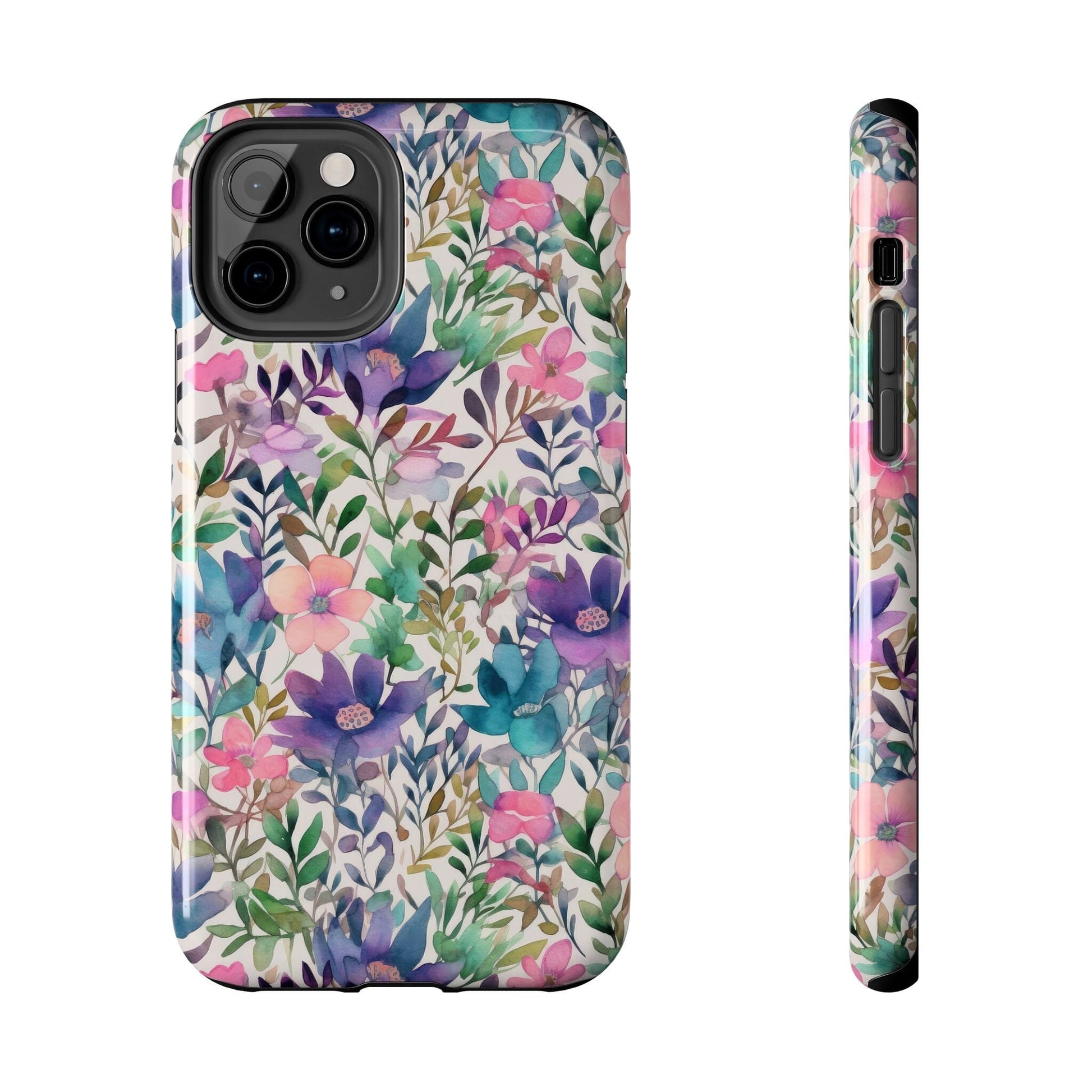 Petite Watercolor Flowers Tough Phone Case • Designed to fit Most iPhone and Samsung Phones Phone Case Printify iPhone 11 Pro 