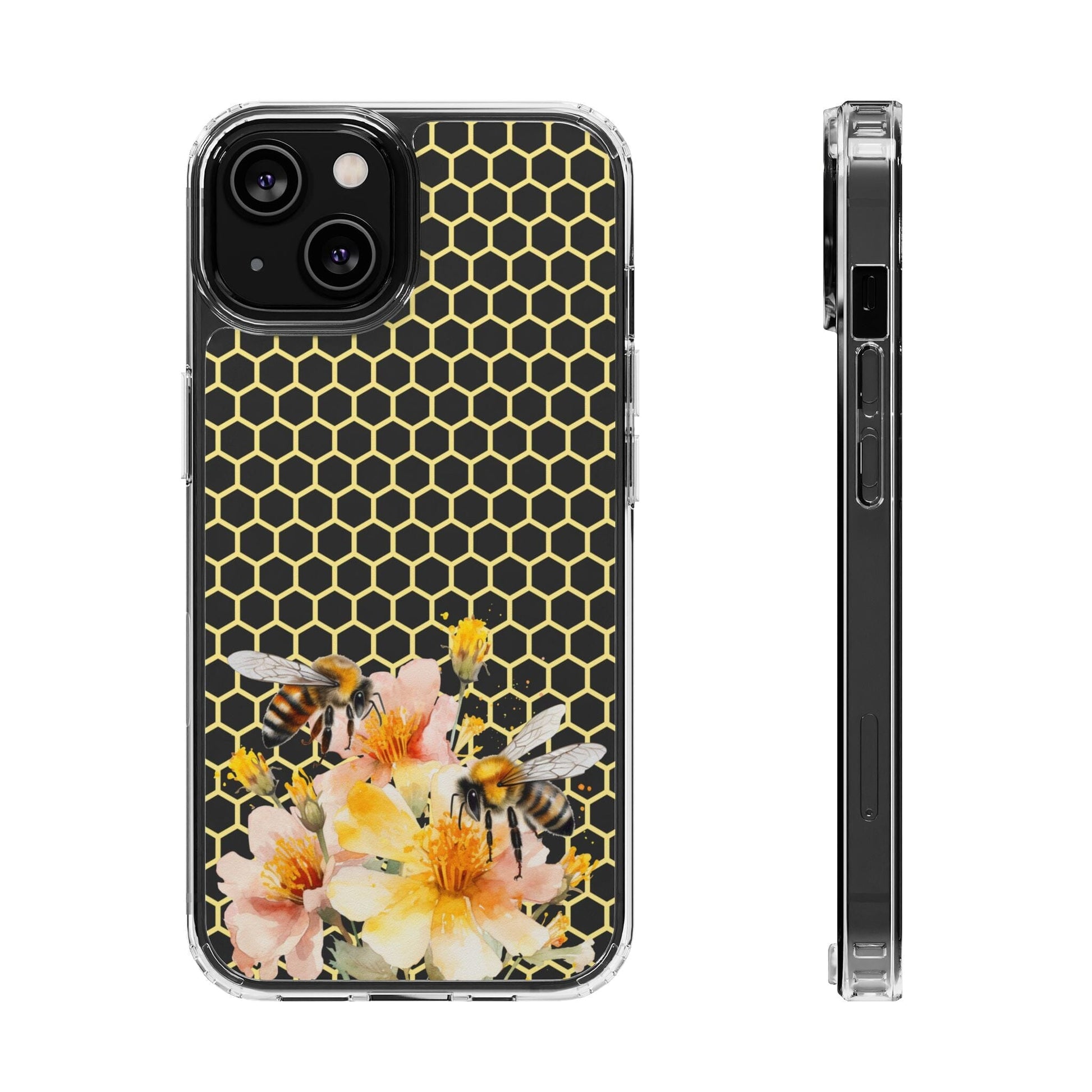 Honey Bee Phone Case, Clear Phone Case, Flower Phone Cases Compatible with most iPhone and Samsung Galaxy Models Phone Case Printify 