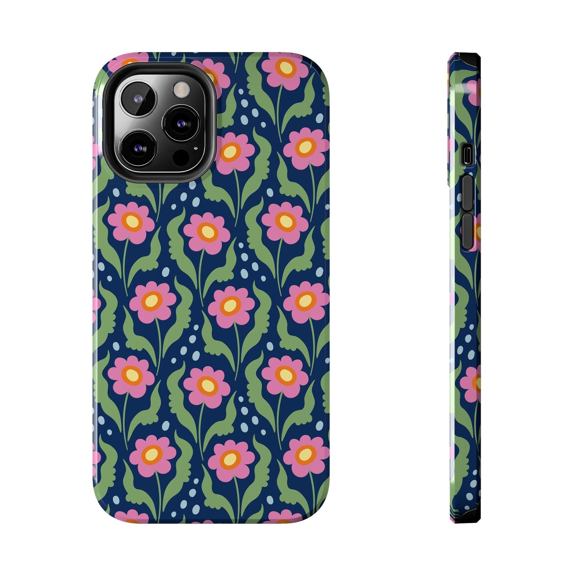 Retro Daisies Tough Phone Cases • Blue Floral Phone Case Designed to Fit Most iPhone and Samsung Phones Phone Case Printify iPhone 12 Pro Max 