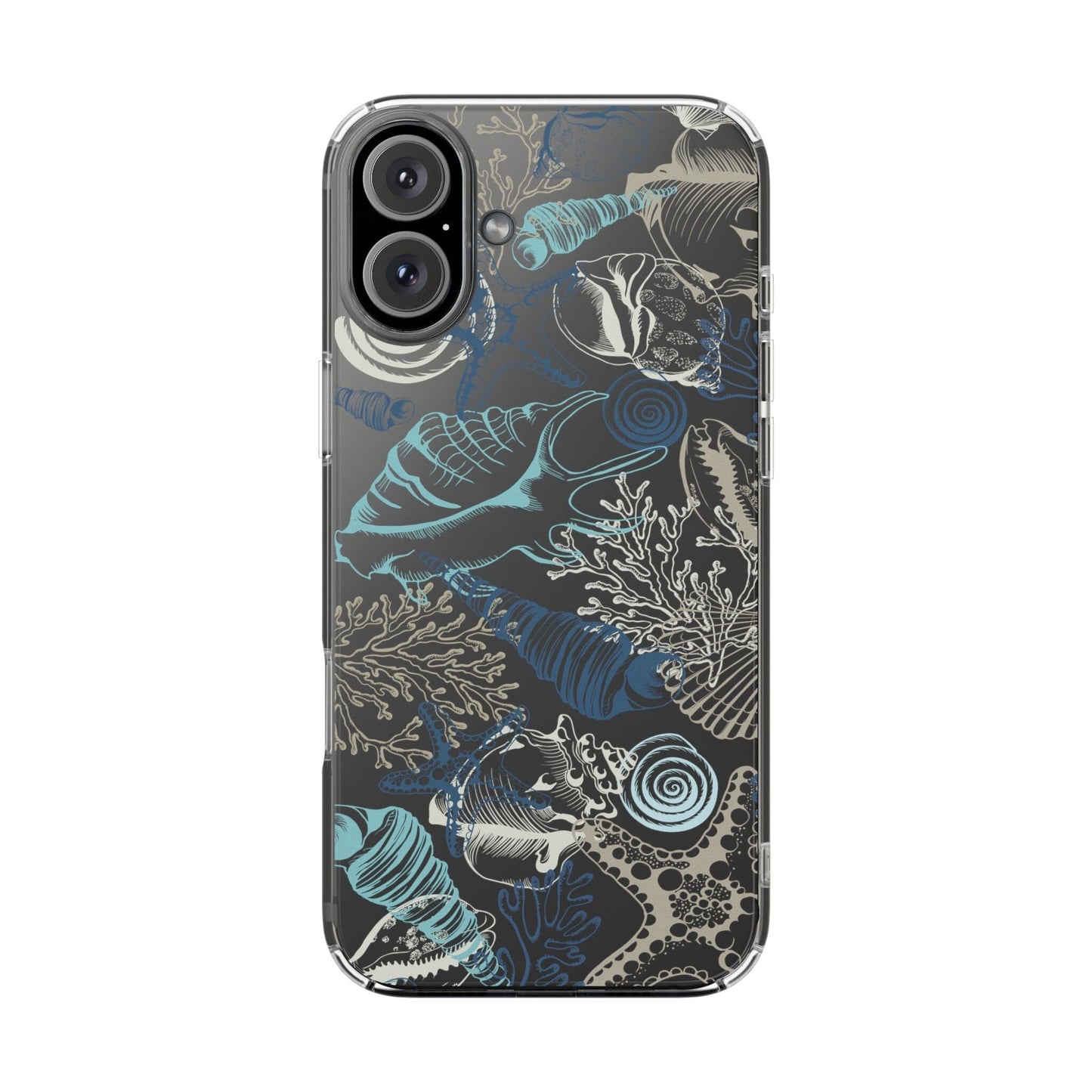 Clear iPhone Case • Blue Seashells Phone Case - Fits Most iPhone and Samsung Phones Phone Case Printify iPhone 16 Plus Without gift packaging 