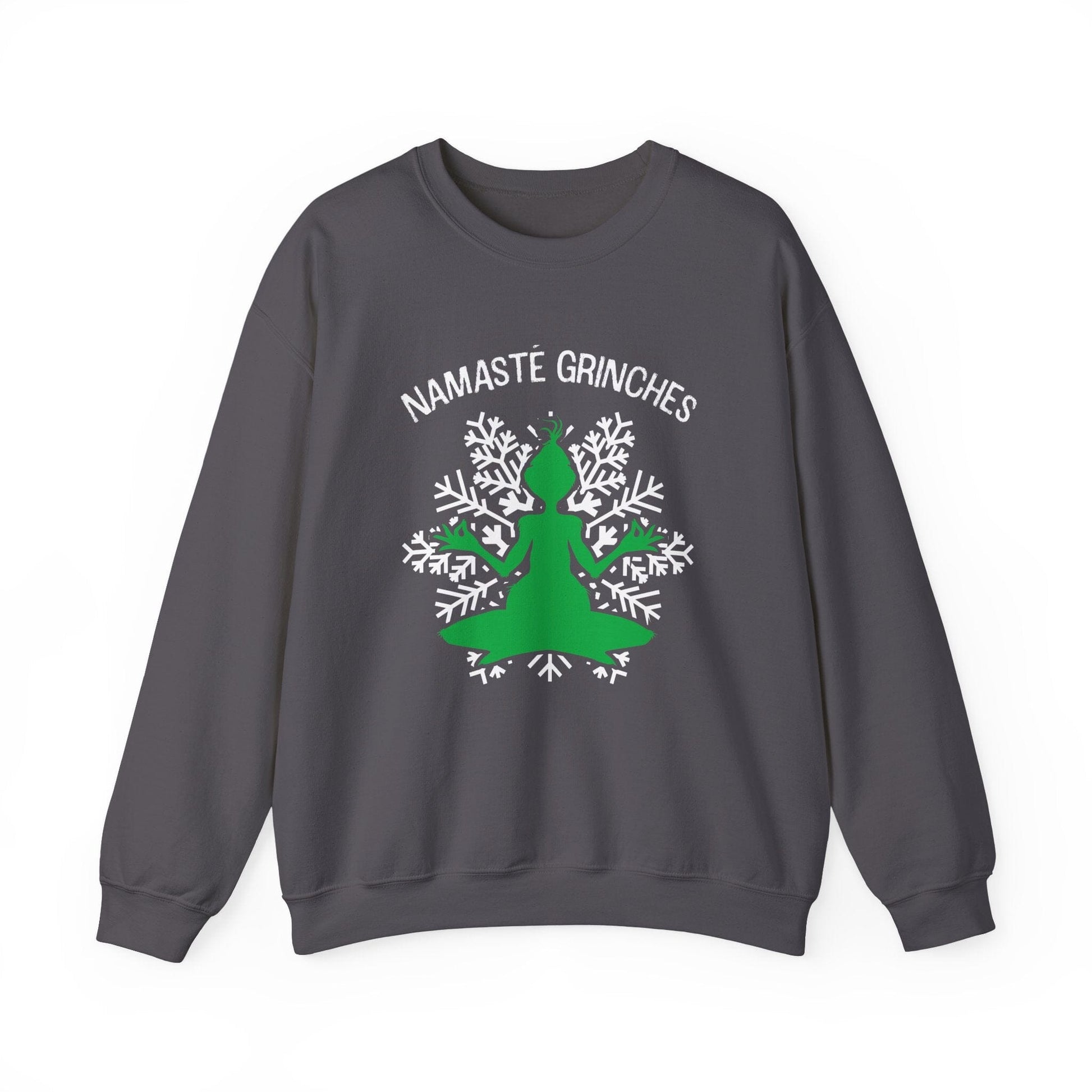 Namaste Grinches ~ Christmas Sweatshirt Sweatshirt Printify Charcoal S 