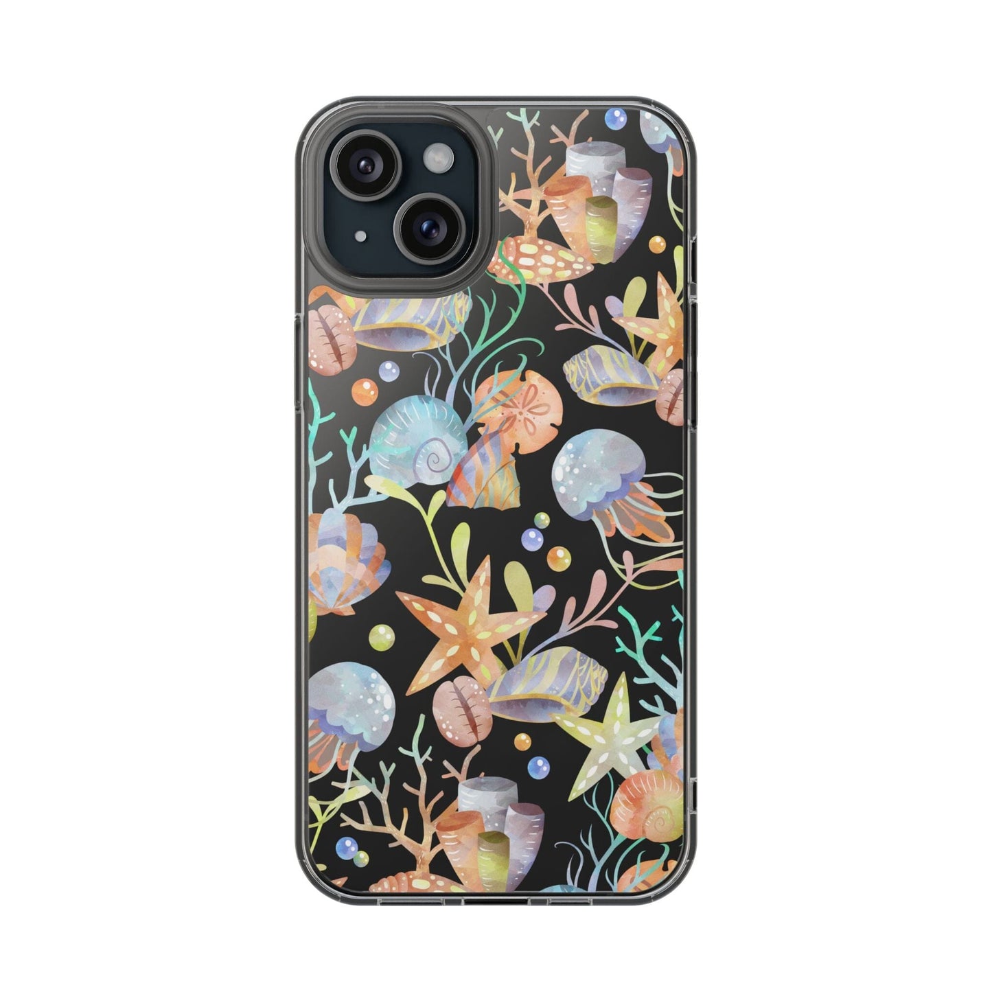 Seashell Phone Case, Beach Phone Case, Clear Phone Cases, Ocean Inspired Style, Beachy Summer Vibes iPhone 11-14 And Samsung Galaxy Cases Phone Case Printify iPhone 15 Plus Without gift packaging 