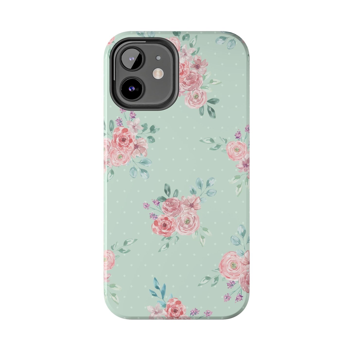 Green Floral Phone Case, Summer Flower Phonecases, Coquette Aesthetic iPhone Case for 15 14 13 12 Cell Phone Covers Phone Case Printify 