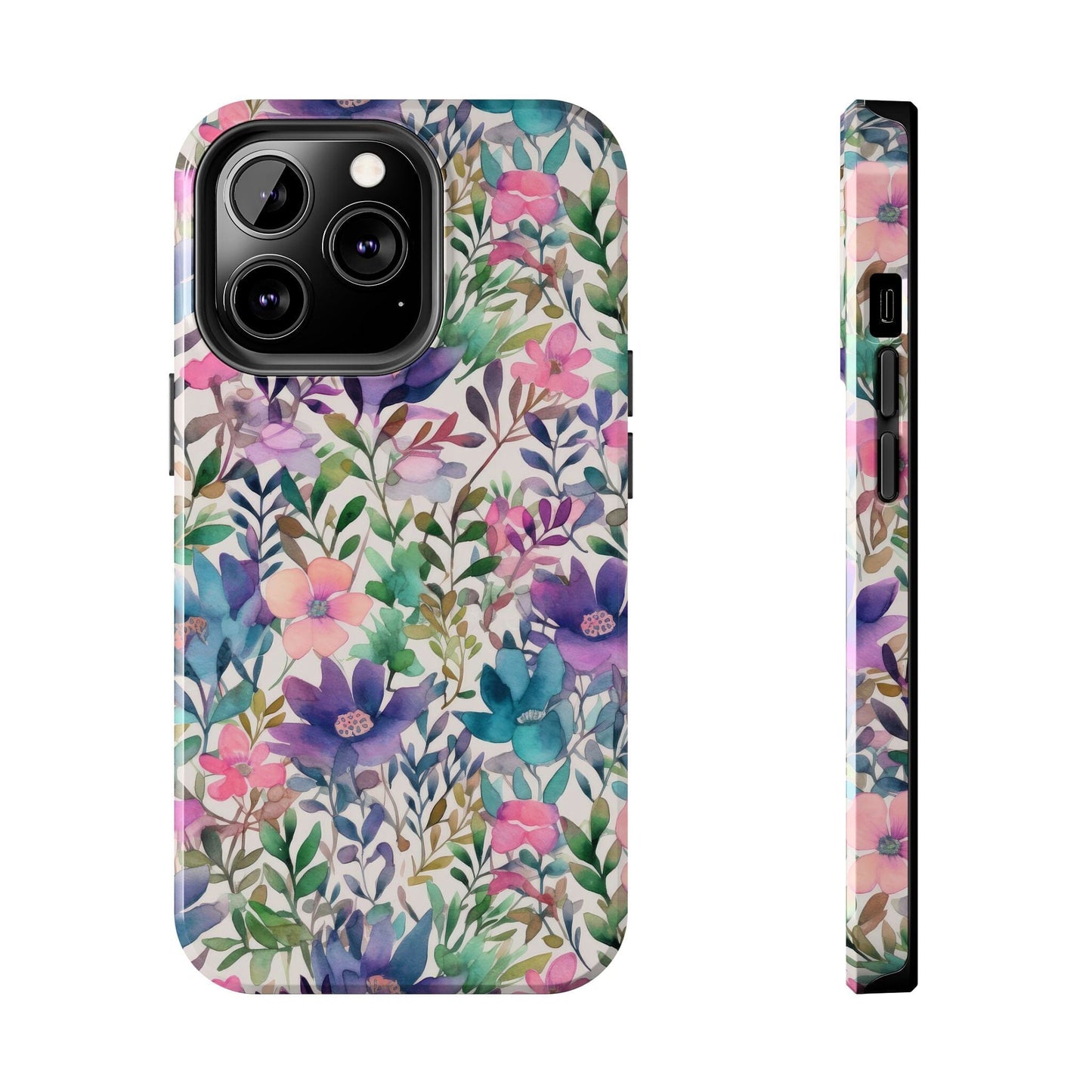 Petite Watercolor Flowers Tough Phone Case • Designed to fit Most iPhone and Samsung Phones Phone Case Printify iPhone 13 Pro 