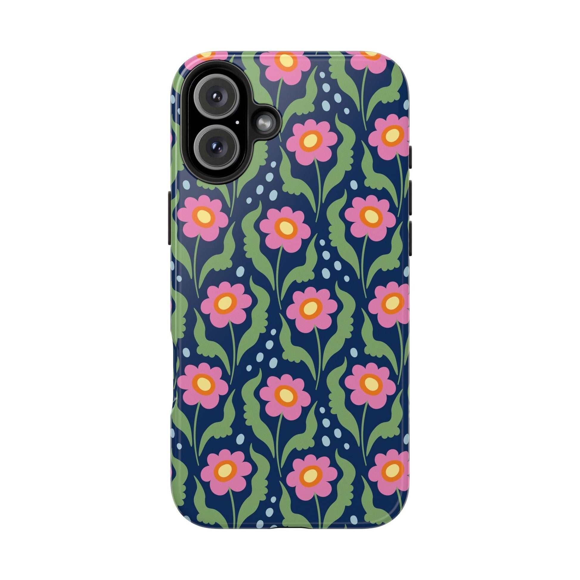 Retro Daisies Tough Phone Cases • Blue Floral Phone Case Designed to Fit Most iPhone and Samsung Phones Phone Case Printify iPhone 16 Plus 