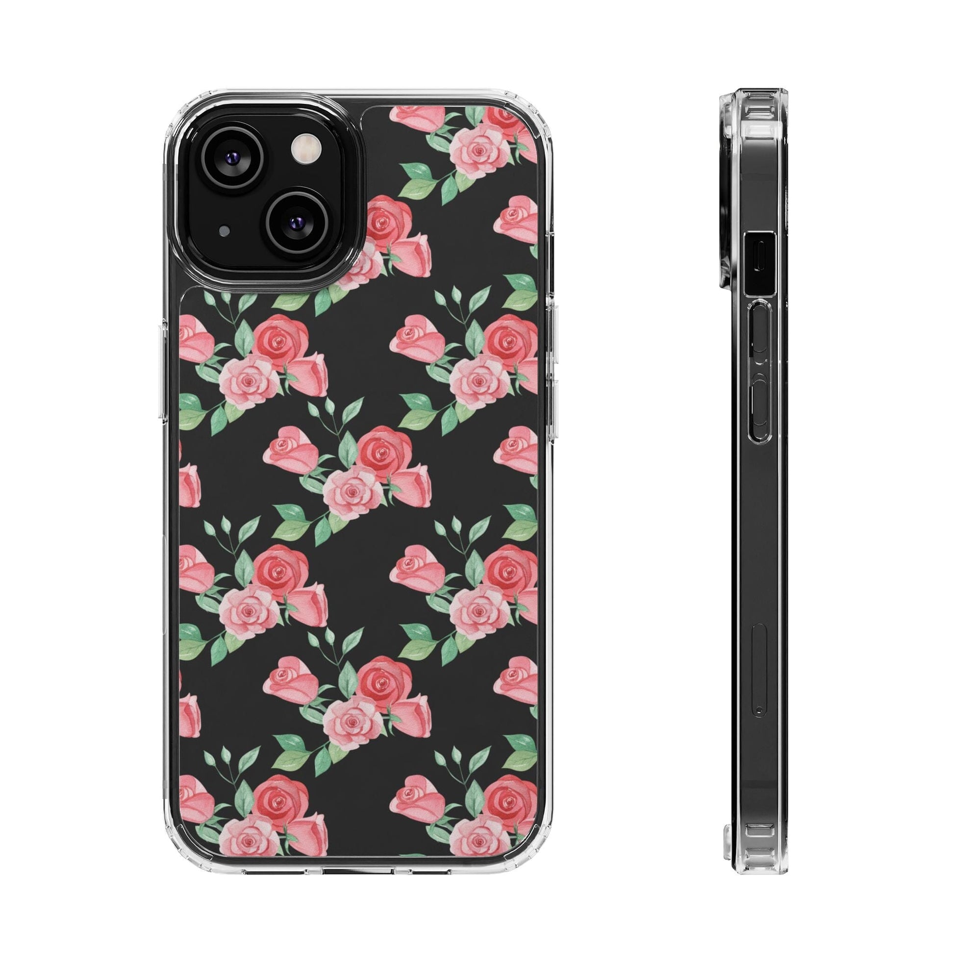 Coquette Rosebuds Clear Phone Case, Vintage 70s Vibe Floral Phone Cases Compatible with most iPhone and Samsung Galaxy Models Phone Case Printify 