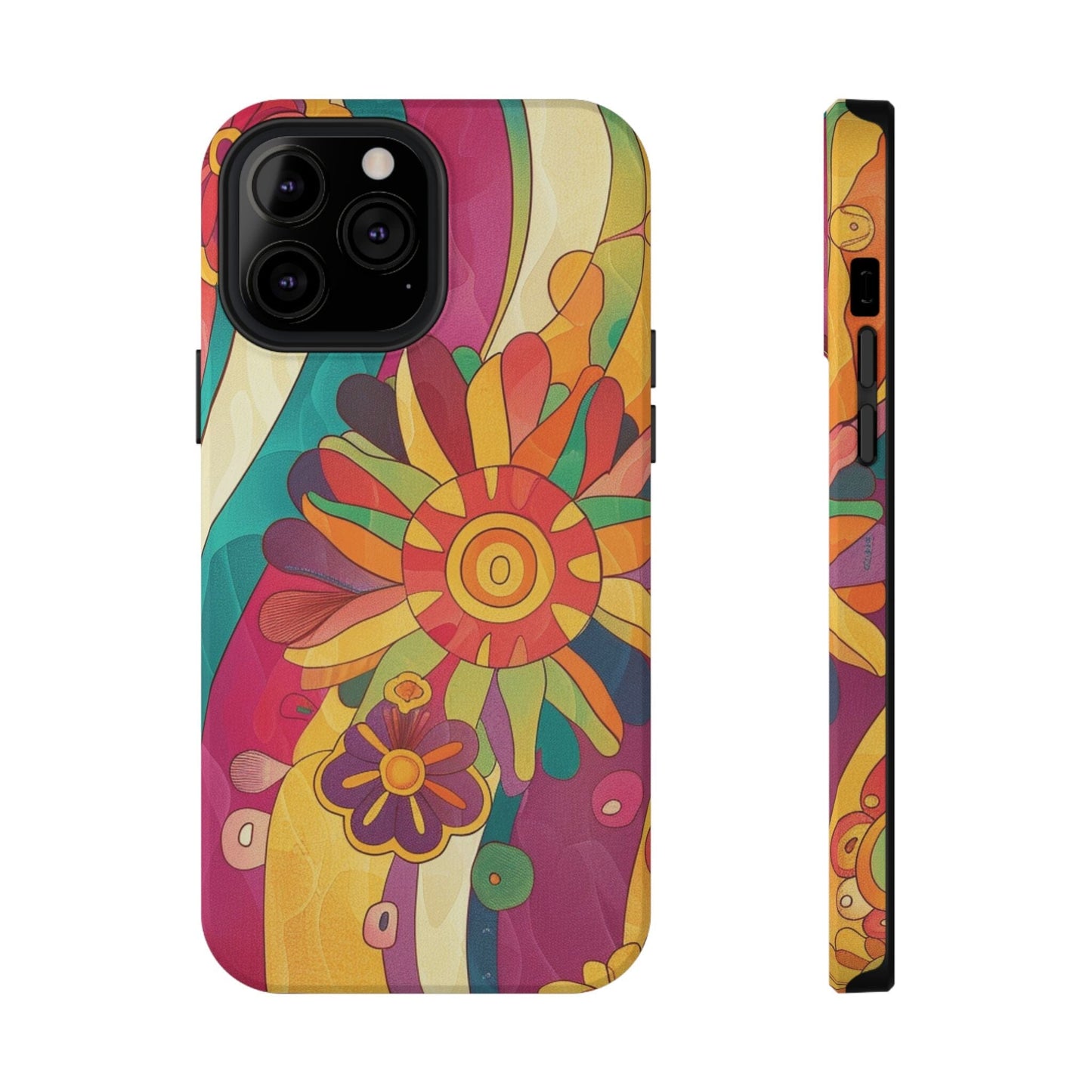 Retro Hippie Impact-Resistant Cases • 70s Daisy Flower Phone Cases Designed to fit Most iPhone and Samsung Phones Phone Case Printify iPhone 13 Pro Max Matte Without gift packaging