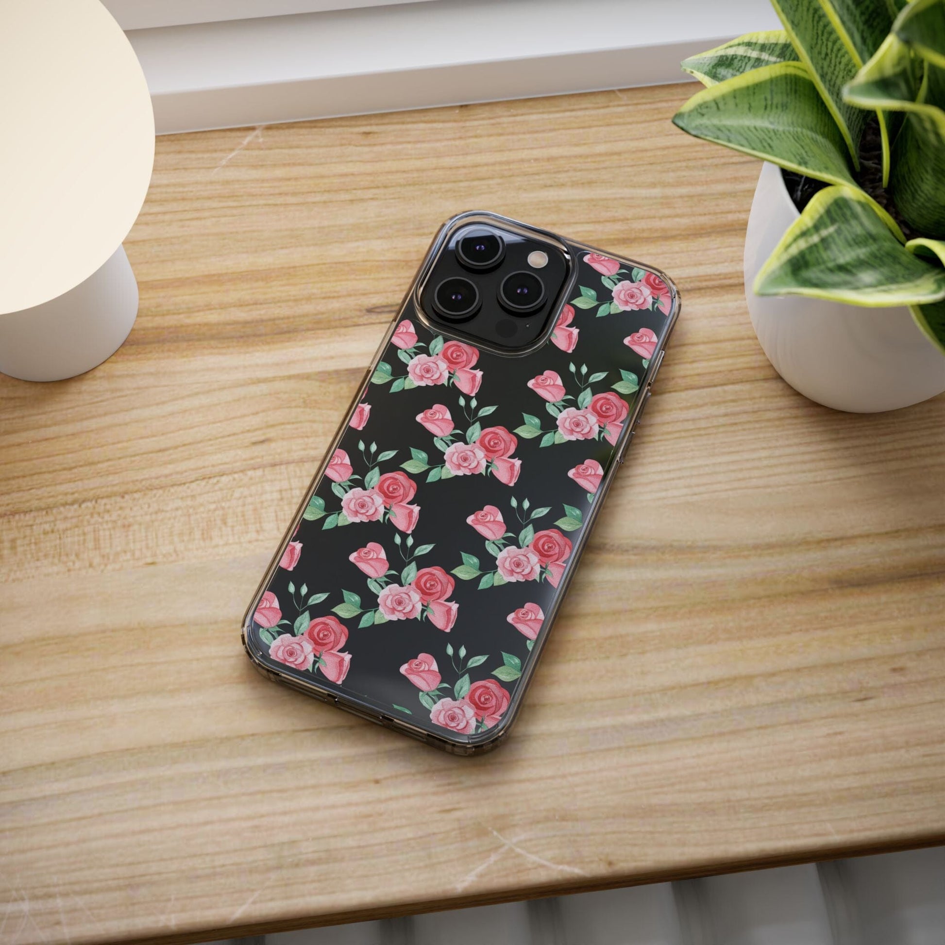 Coquette Rosebuds Clear Phone Case, Vintage 70s Vibe Floral Phone Cases Compatible with most iPhone and Samsung Galaxy Models Phone Case Printify 