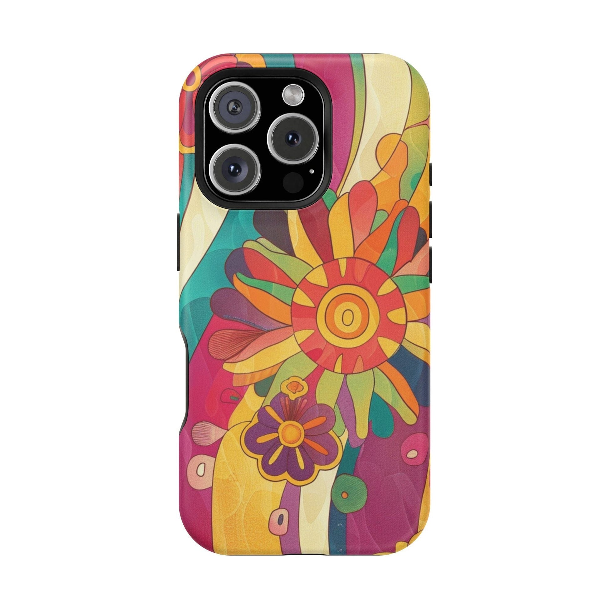 Retro Hippie Impact-Resistant Cases • 70s Daisy Flower Phone Cases Designed to fit Most iPhone and Samsung Phones Phone Case Printify iPhone 16 Pro Matte Without gift packaging