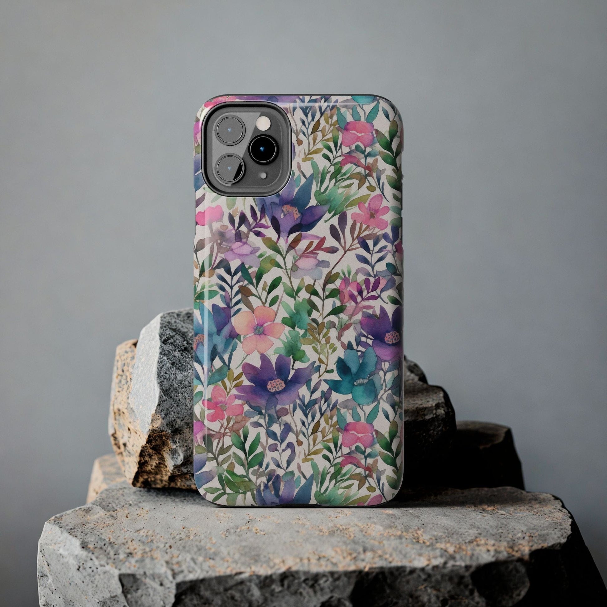 Petite Watercolor Flowers Tough Phone Case • Designed to fit Most iPhone and Samsung Phones Phone Case Printify 