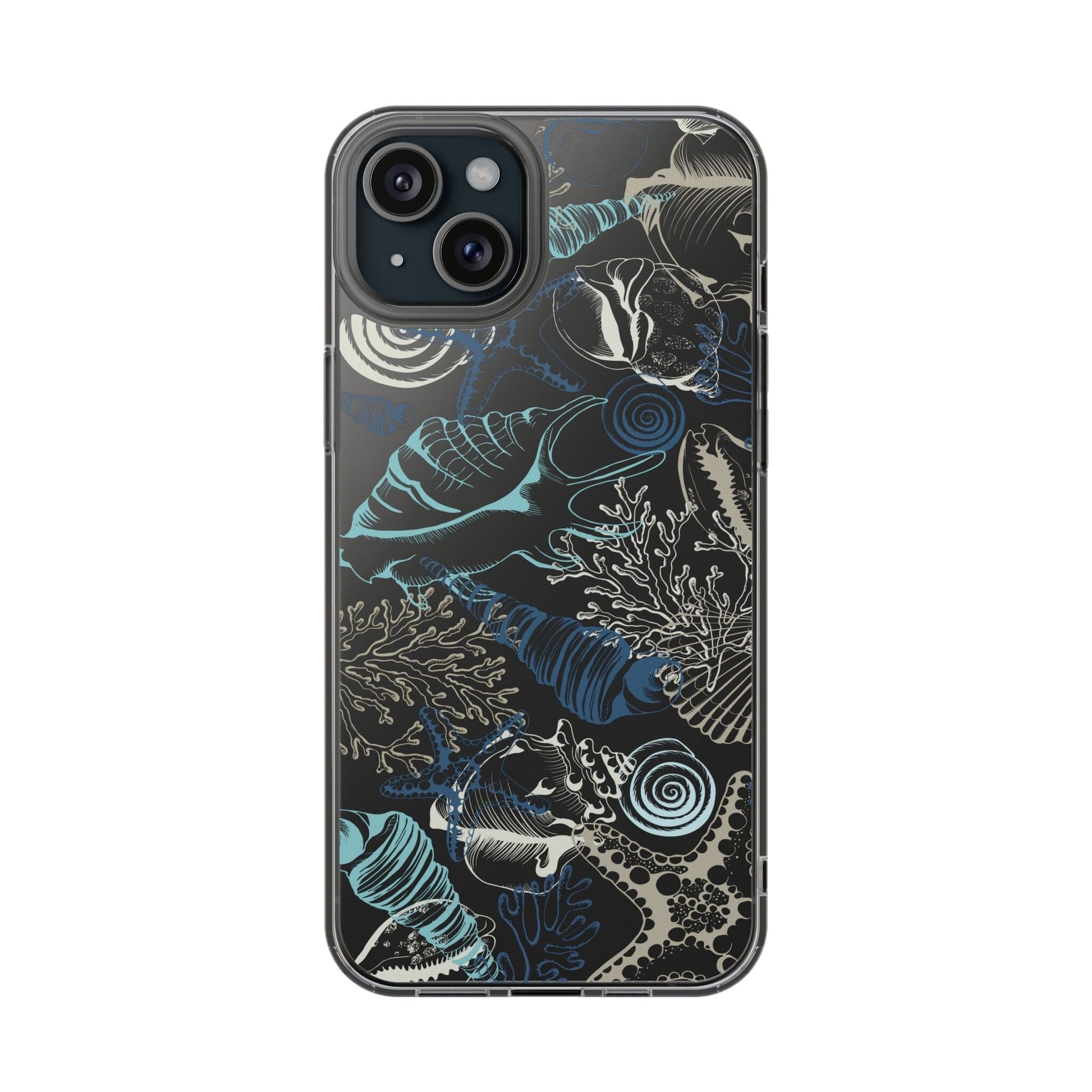 Clear iPhone Case • Blue Seashells Phone Case - Fits Most iPhone and Samsung Phones Phone Case Printify iPhone 15 Plus Without gift packaging 