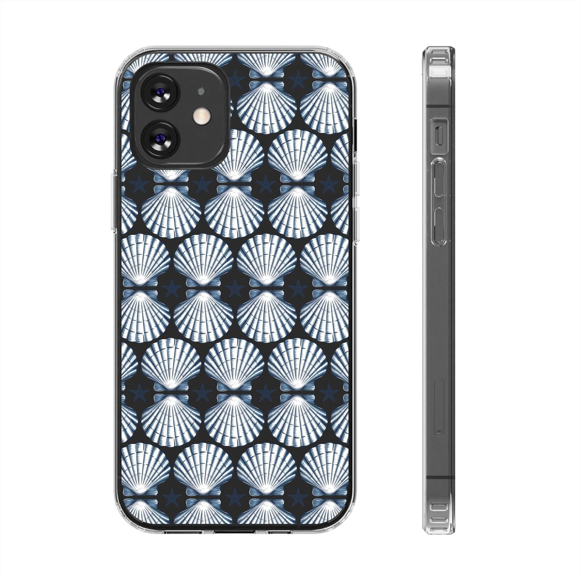 Meet Me At The Beach, iPhone 16 Clear Phone Case, Summer Vibes Seashell Phone Cases, iPhone 16 Pro, iPhone 15 Plus, 14 Pro, Samsung Galaxy Phone Case Printify iPhone 12 Without gift packaging 