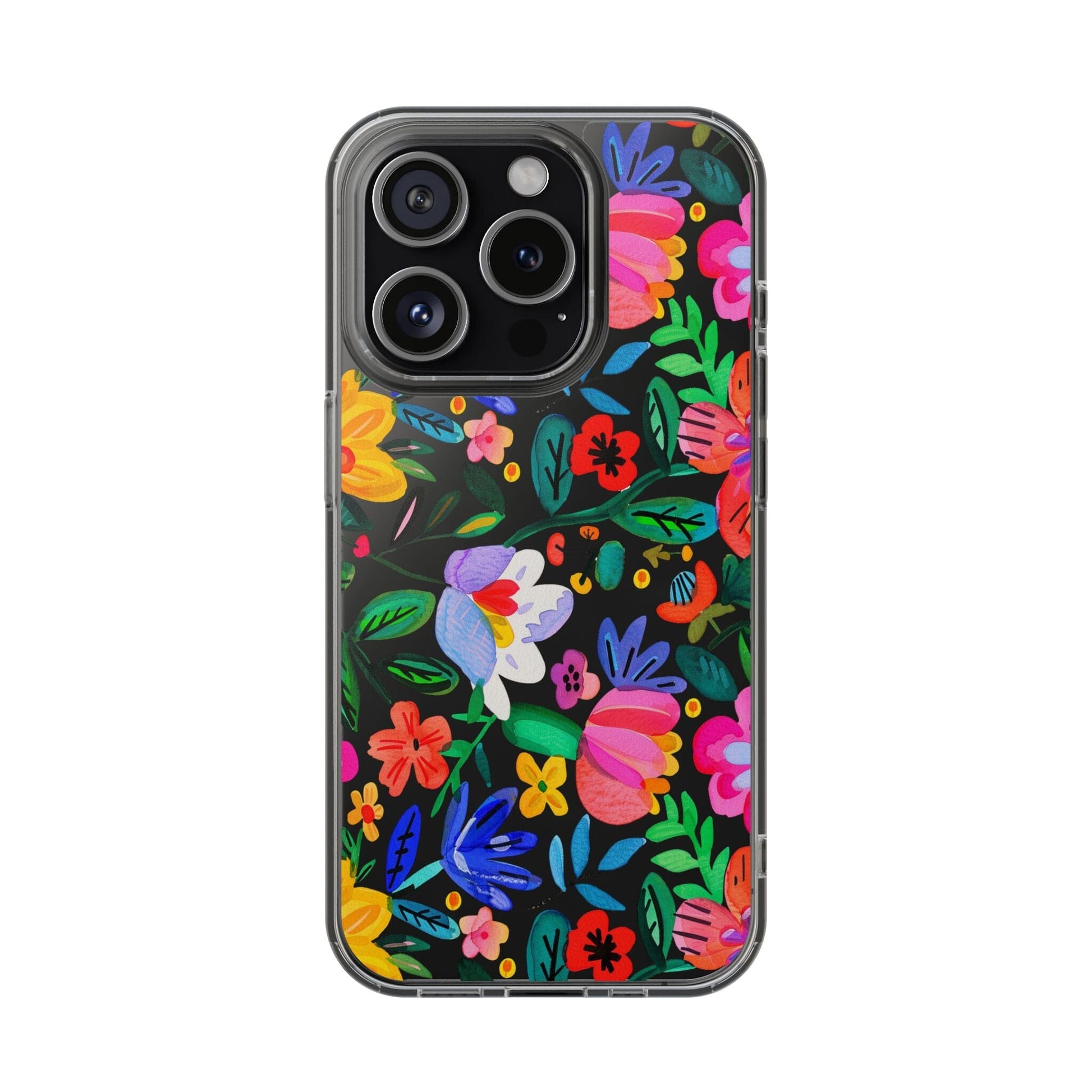 Folk Art Flowers Clear Phone Cases • Summer Floral Phone Case Designed to fit most iPhone and Samsung Phones Phone Case Printify iPhone 15 Pro Without gift packaging 