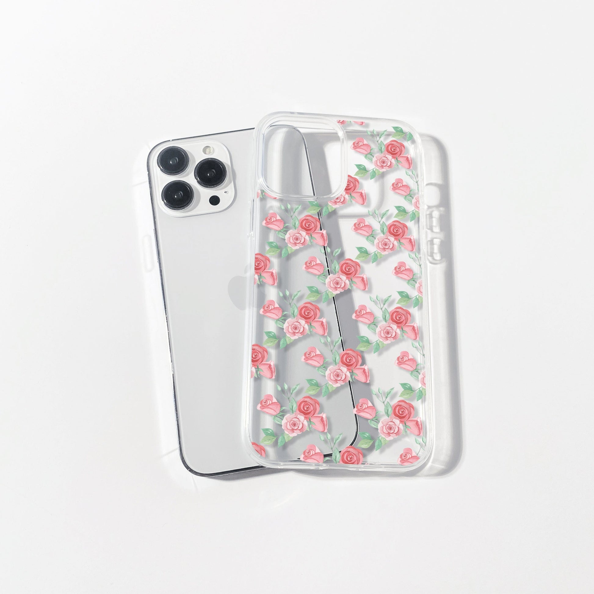 Coquette Rosebuds Clear Phone Case, Vintage 70s Vibe Floral Phone Cases Compatible with most iPhone and Samsung Galaxy Models Phone Case Printify 