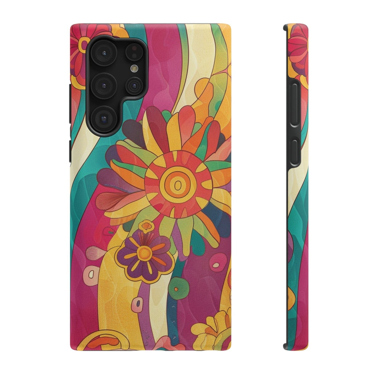 Retro Hippie Impact-Resistant Cases • 70s Daisy Flower Phone Cases Designed to fit Most iPhone and Samsung Phones Phone Case Printify Samsung Galaxy S22 Ultra Matte Without gift packaging