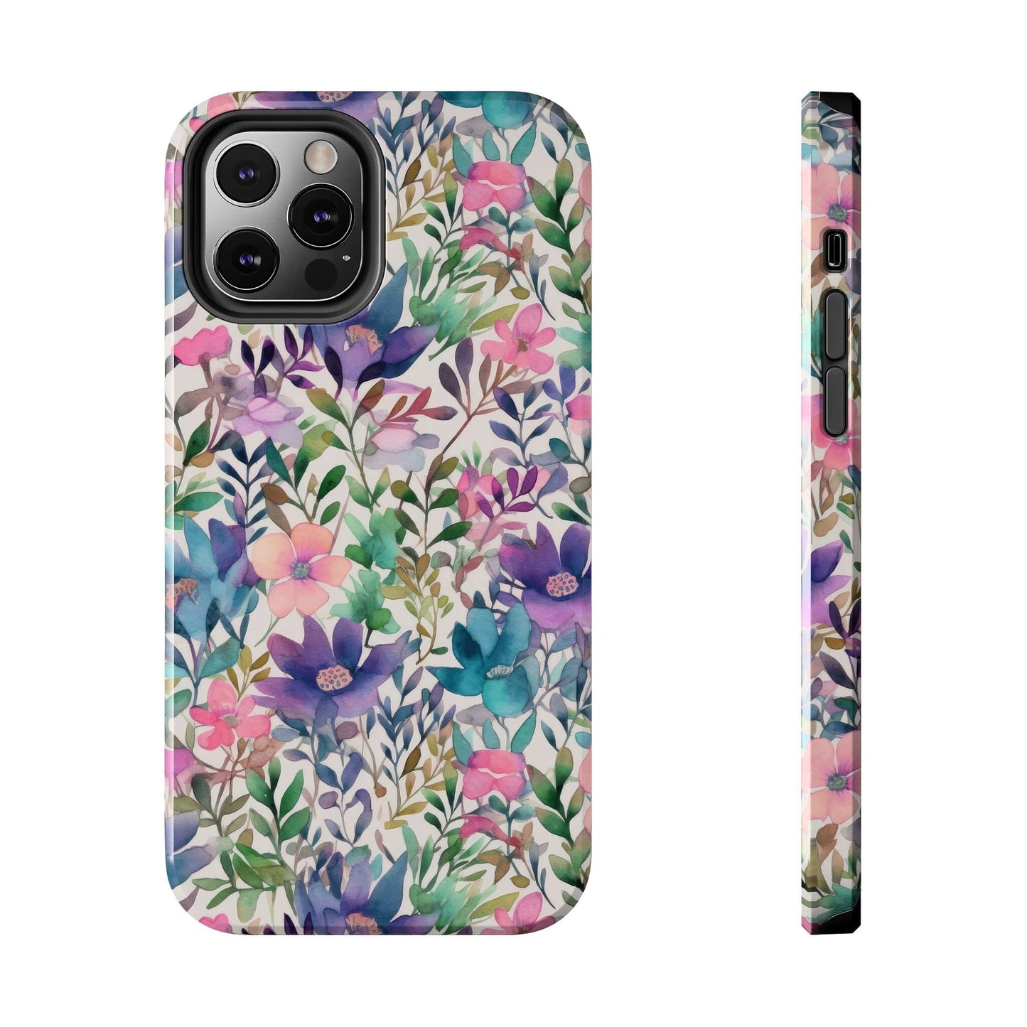 Petite Watercolor Flowers Tough Phone Case • Designed to fit Most iPhone and Samsung Phones Phone Case Printify iPhone 12 Pro 