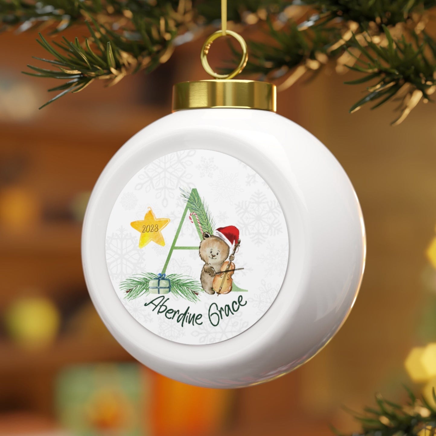 Baby's First Christmas Ornament • Musical Alphabet Letters Home Decor Printify 