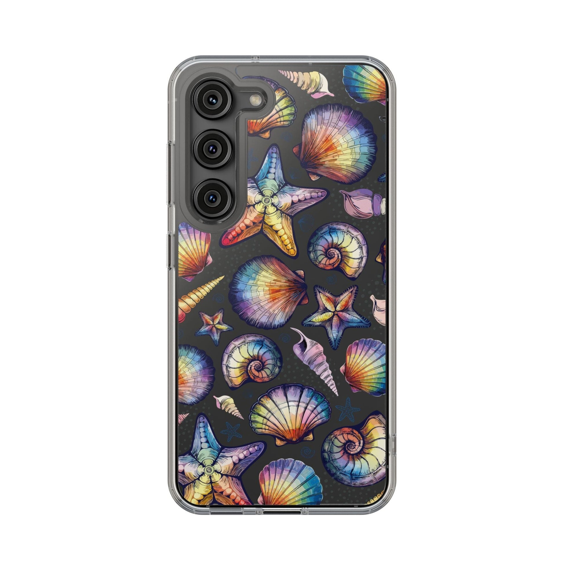 Rainbow Seashell Clear Phone Cases • Designed to fit most iPhone and Samsung Phones Phone Case Printify Samsung Galaxy S23 Without gift packaging 