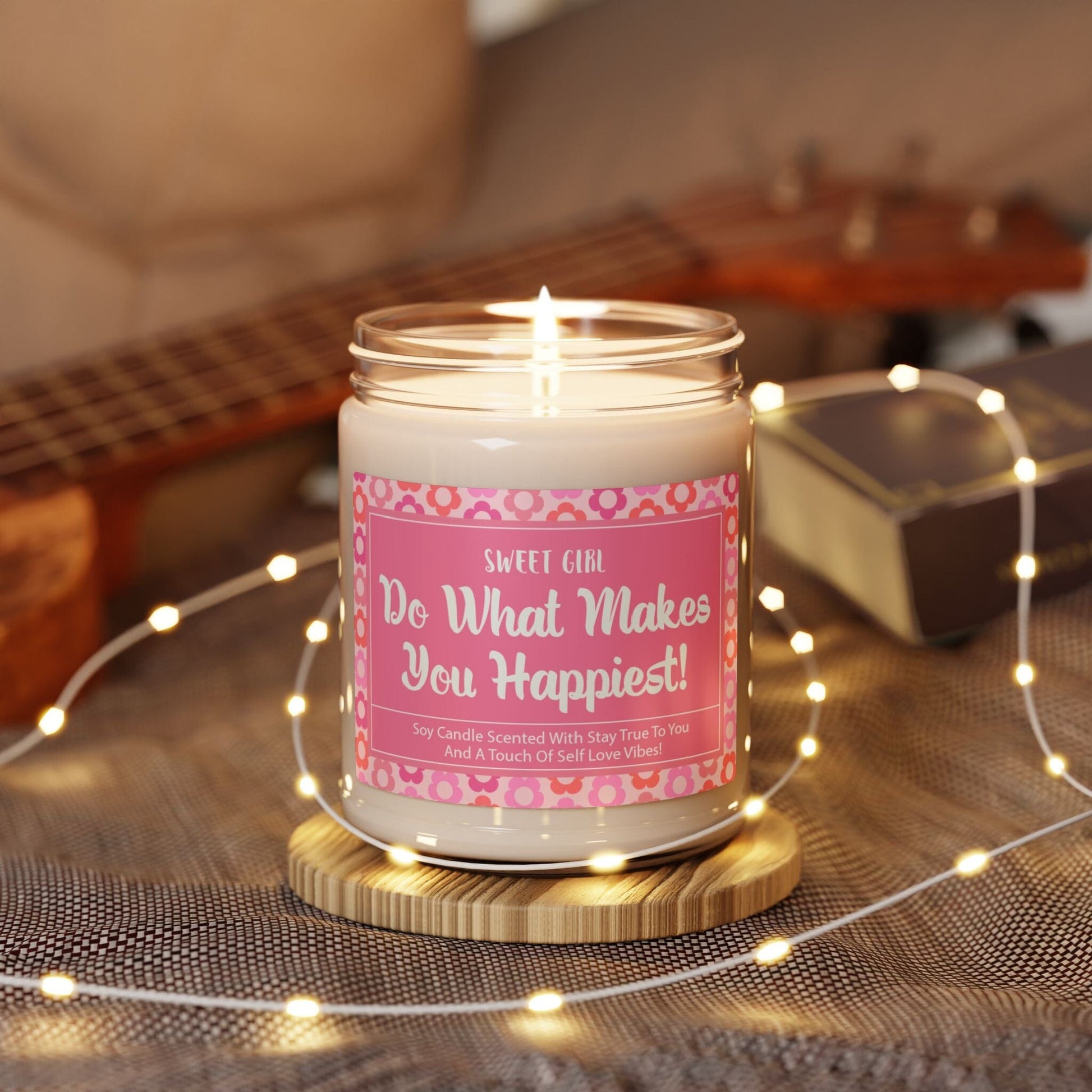 Do What Makes You Happy Inspiration Candle ~ Pink Y2k Room Decor, Coquette Candle Teenage Girl Gifts Home Decor Printify 