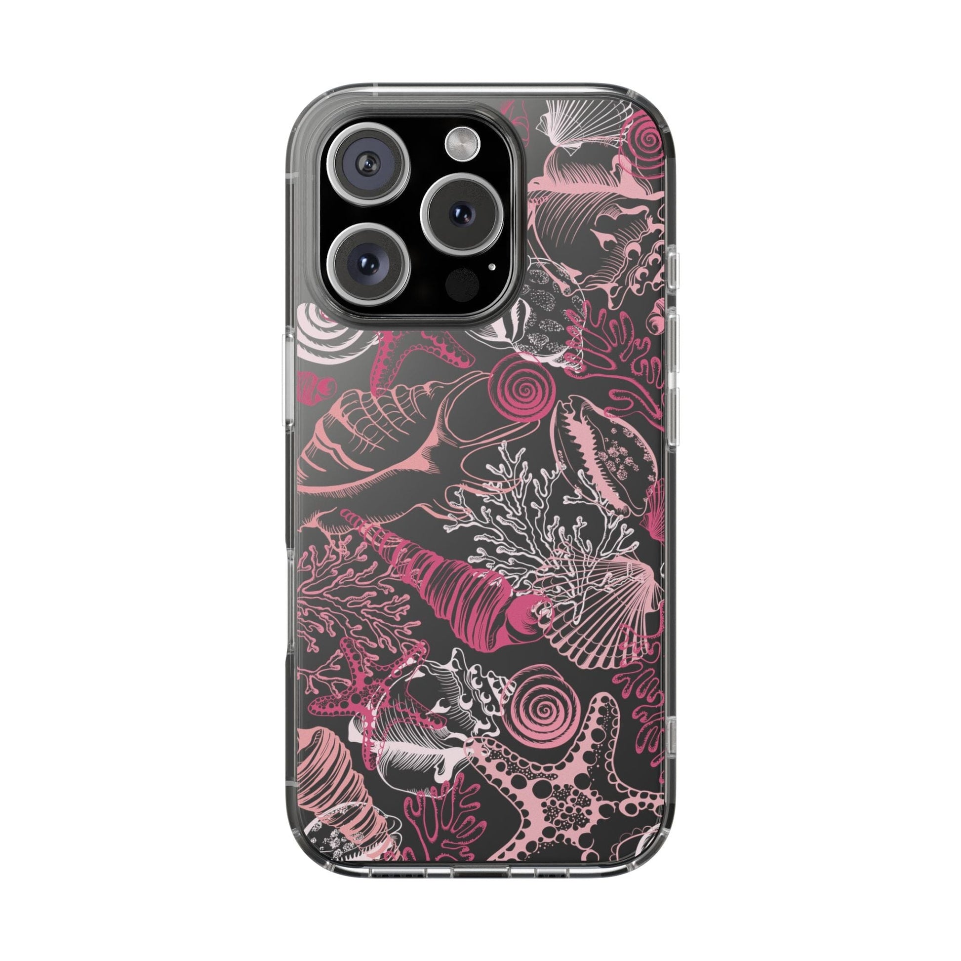 Pink Seashells Phone Case, Clear Summer Phone Cases Compatible with most iPhone and Samsung Galaxy Models Phone Case Printify iPhone 16 Pro 