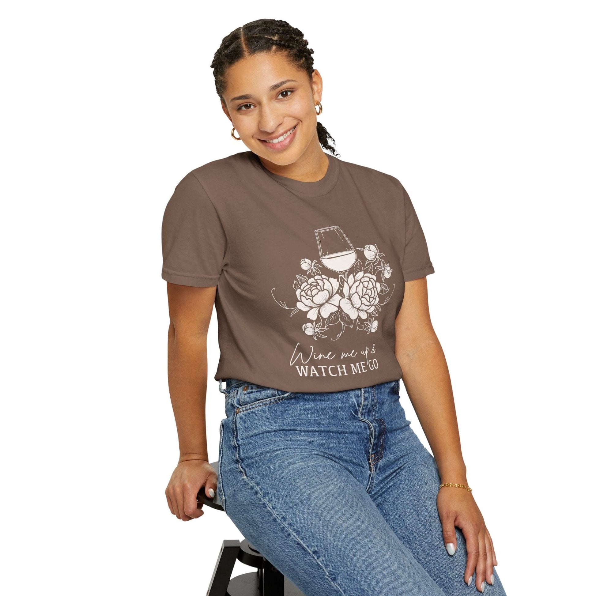 Wine Me Up And Watch Me Go, Menopausal Mom Shirt, Funny 5oth Birthday Shirt, Mental Health Shirt T-Shirt Printify 