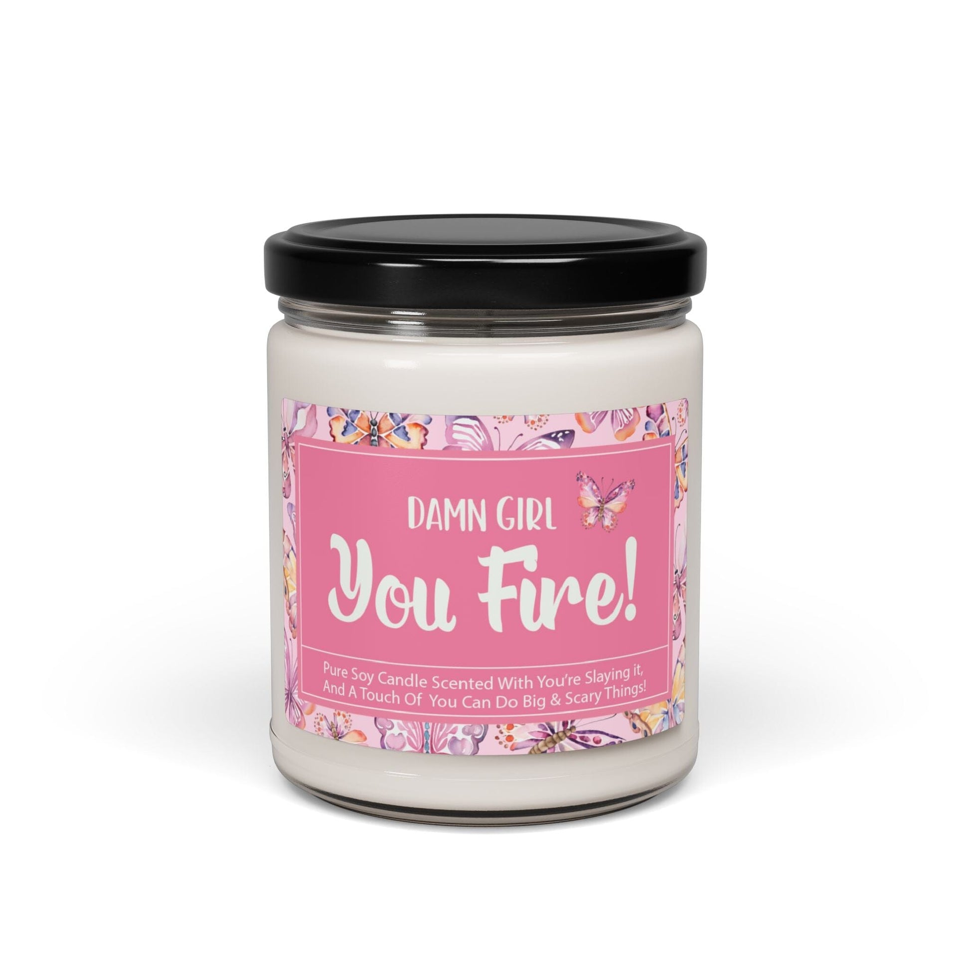 Smells Like You Fire! Coconut Girl Y2k Inspiration Candle ~ Best Friend Birthday Gift Slaying It Candle Pink Butterfly Home Decor Printify 