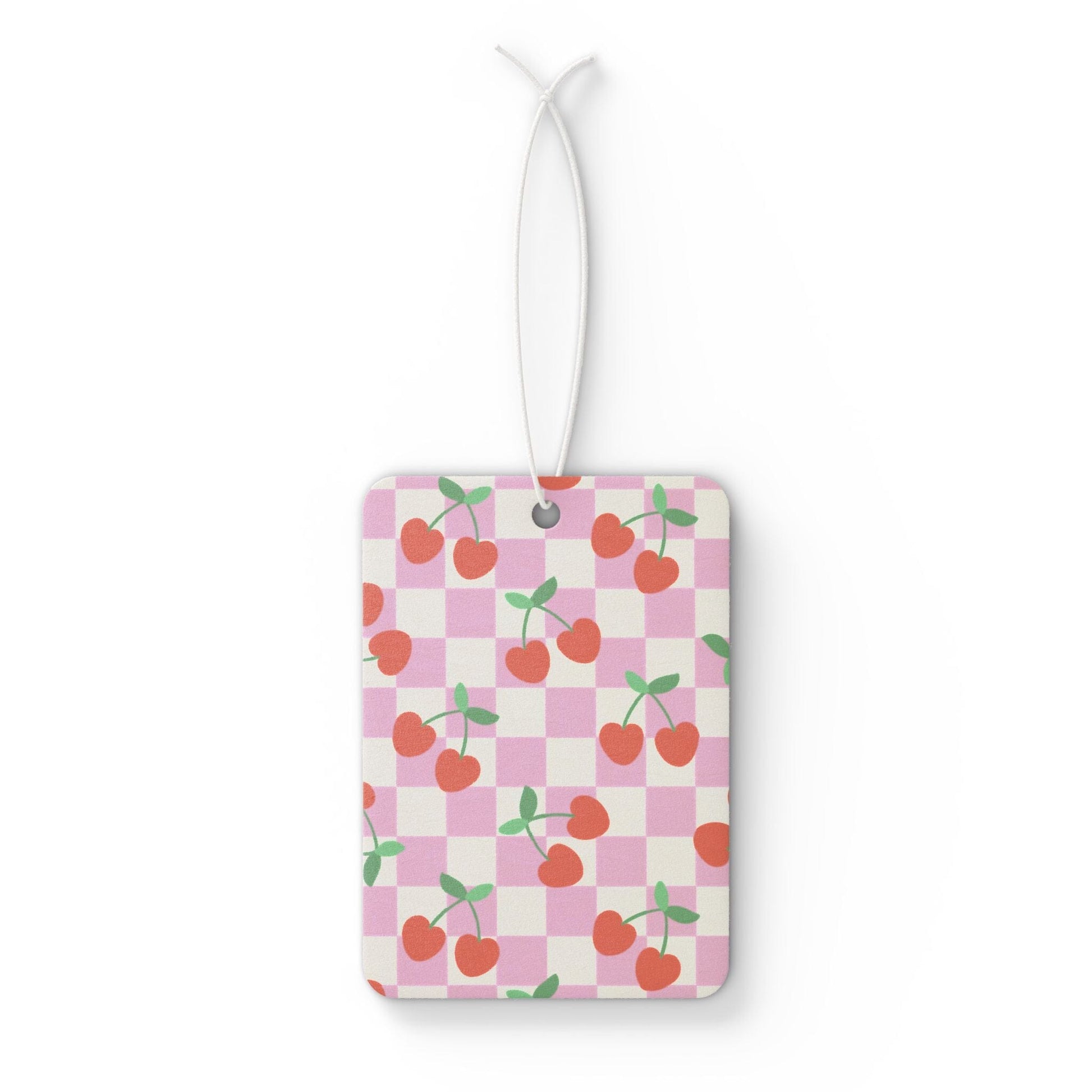 Y2k Checkered Cherry Car Air Freshener, Cute Car Accessories, Car Diffuser Freshie, Matching Car Accessories, Teenage Girl Gifts Accessories Printify 