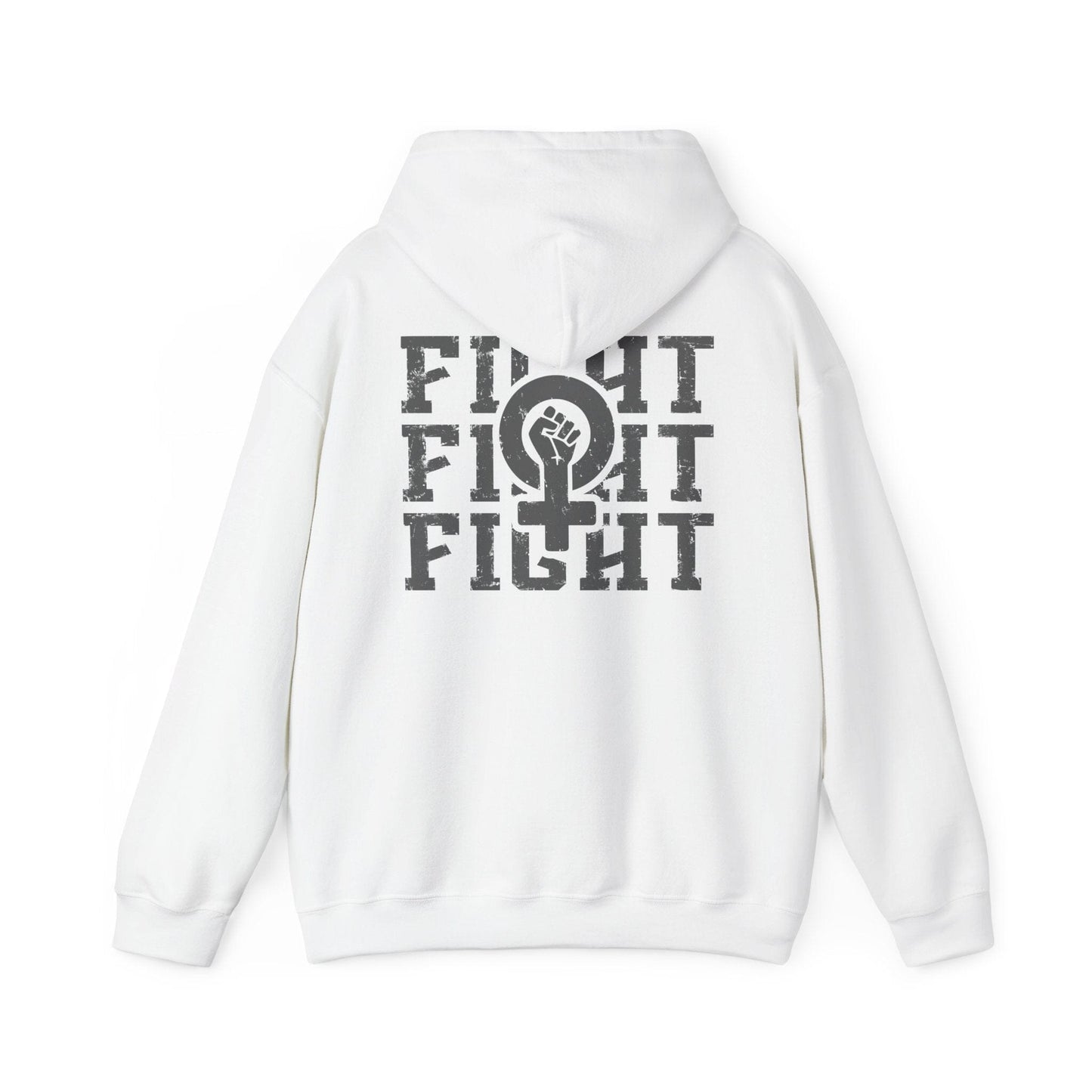 Fight Fight Fight Feminist Sweatshirt ~ Unisex Heavy Blend Hoodie Hoodie Printify S White 