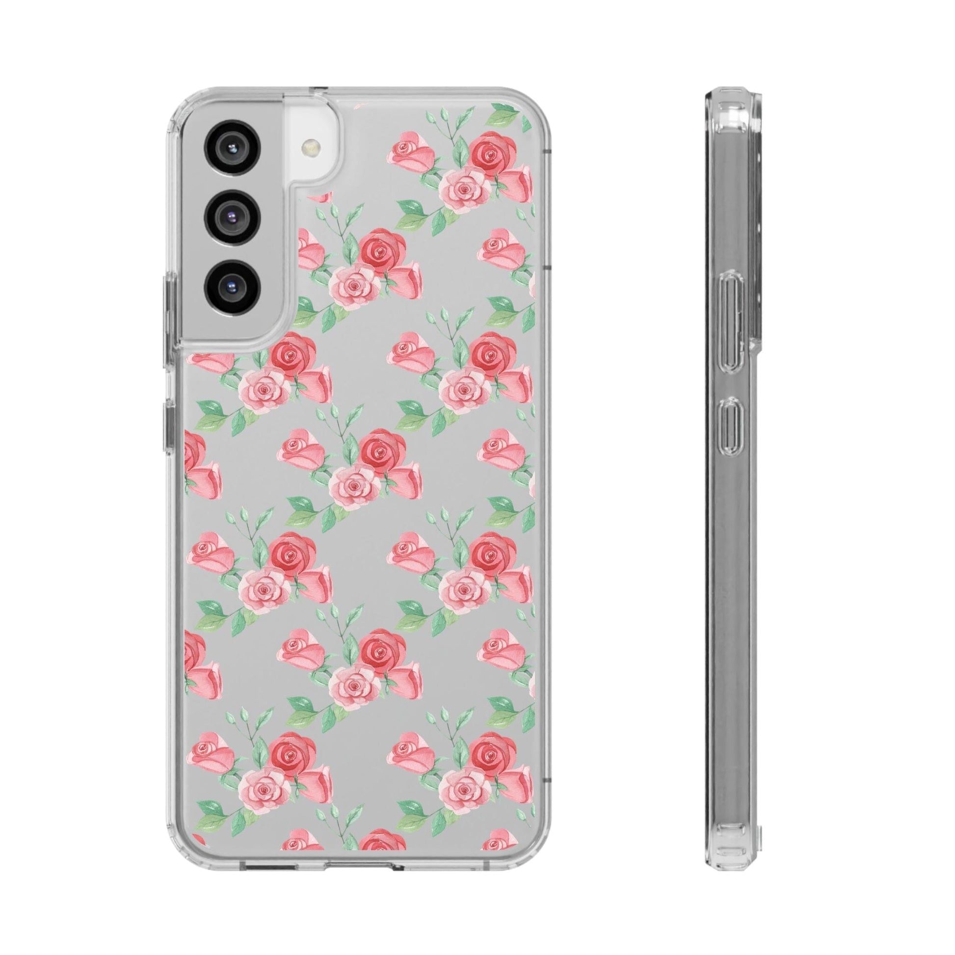 Coquette Rosebuds Clear Phone Case, Vintage 70s Vibe Floral Phone Cases Compatible with most iPhone and Samsung Galaxy Models Phone Case Printify 