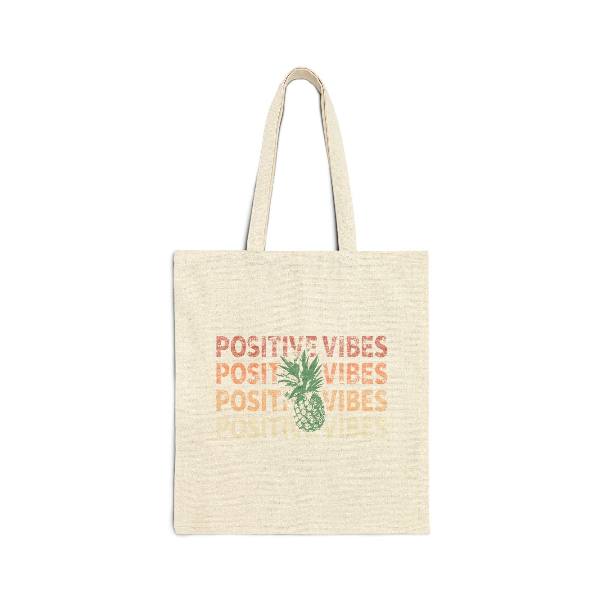 IVF Gifts | Positive Vibes Only Pineapple Good Luck Charm Cotton Canvas Tote Bag Bags Printify Natural 15" x 16" 