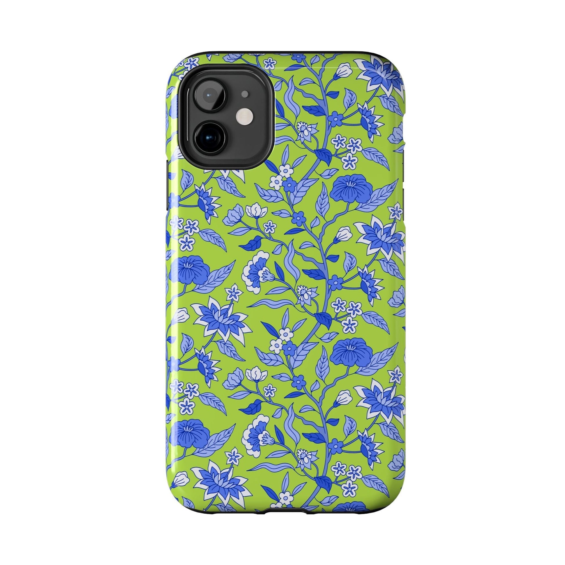 Preppy Aesthetic French Toile Phone Case ~ Blue Coquette Floral iPhone Case Compatable with most iPhone and Samsung Models Phone Case Printify 