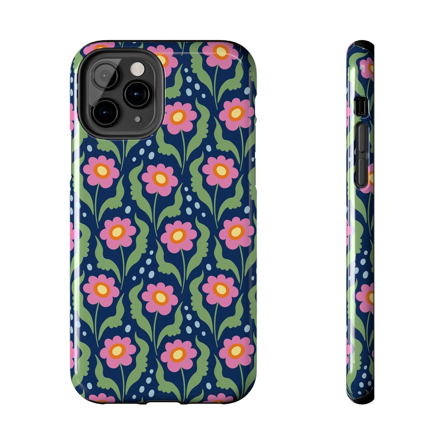 Retro Daisies Tough Phone Cases • Blue Floral Phone Case Designed to Fit Most iPhone and Samsung Phones Phone Case Printify iPhone 11 Pro 