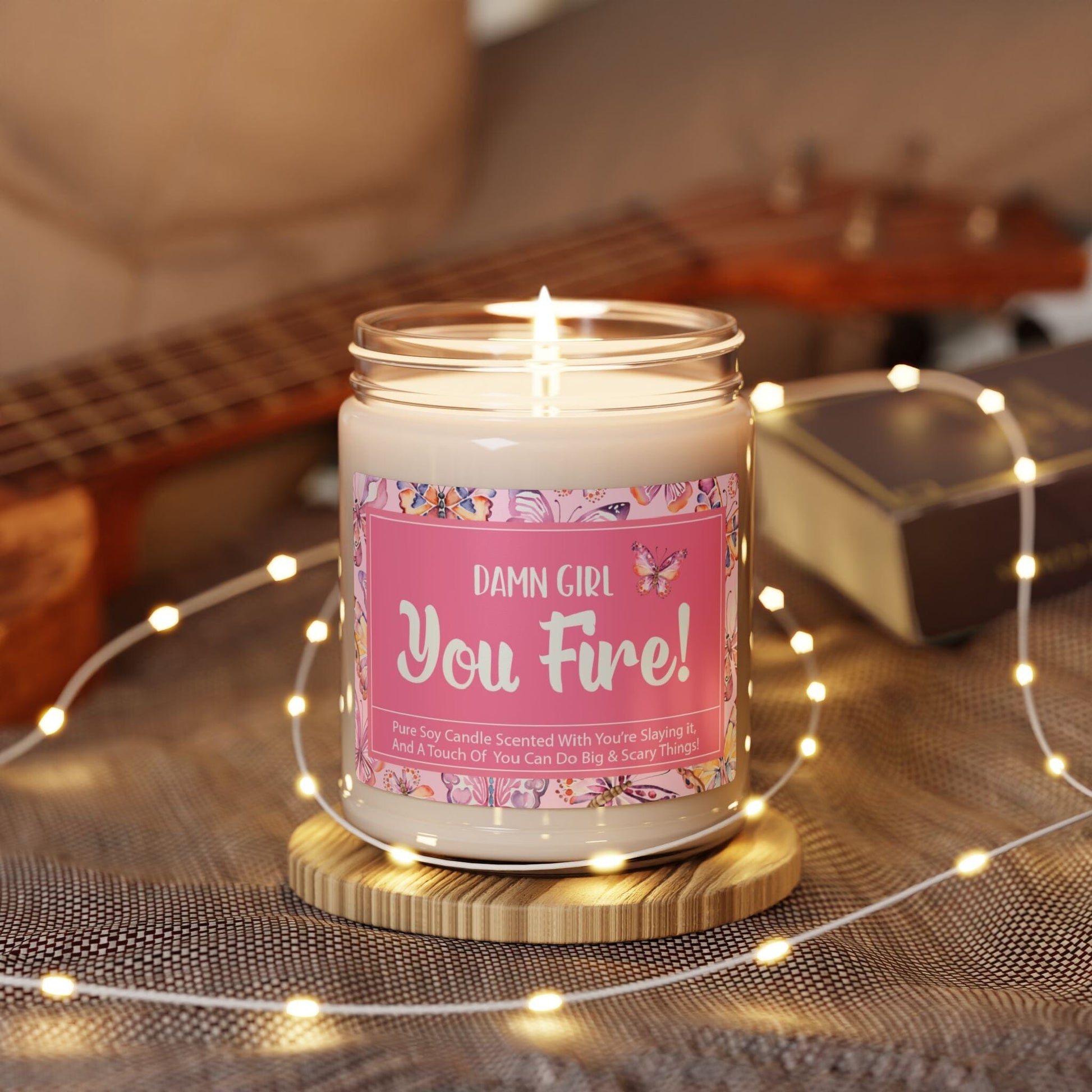 Smells Like You Fire! Coconut Girl Y2k Inspiration Candle ~ Best Friend Birthday Gift Slaying It Candle Pink Butterfly Home Decor Printify 