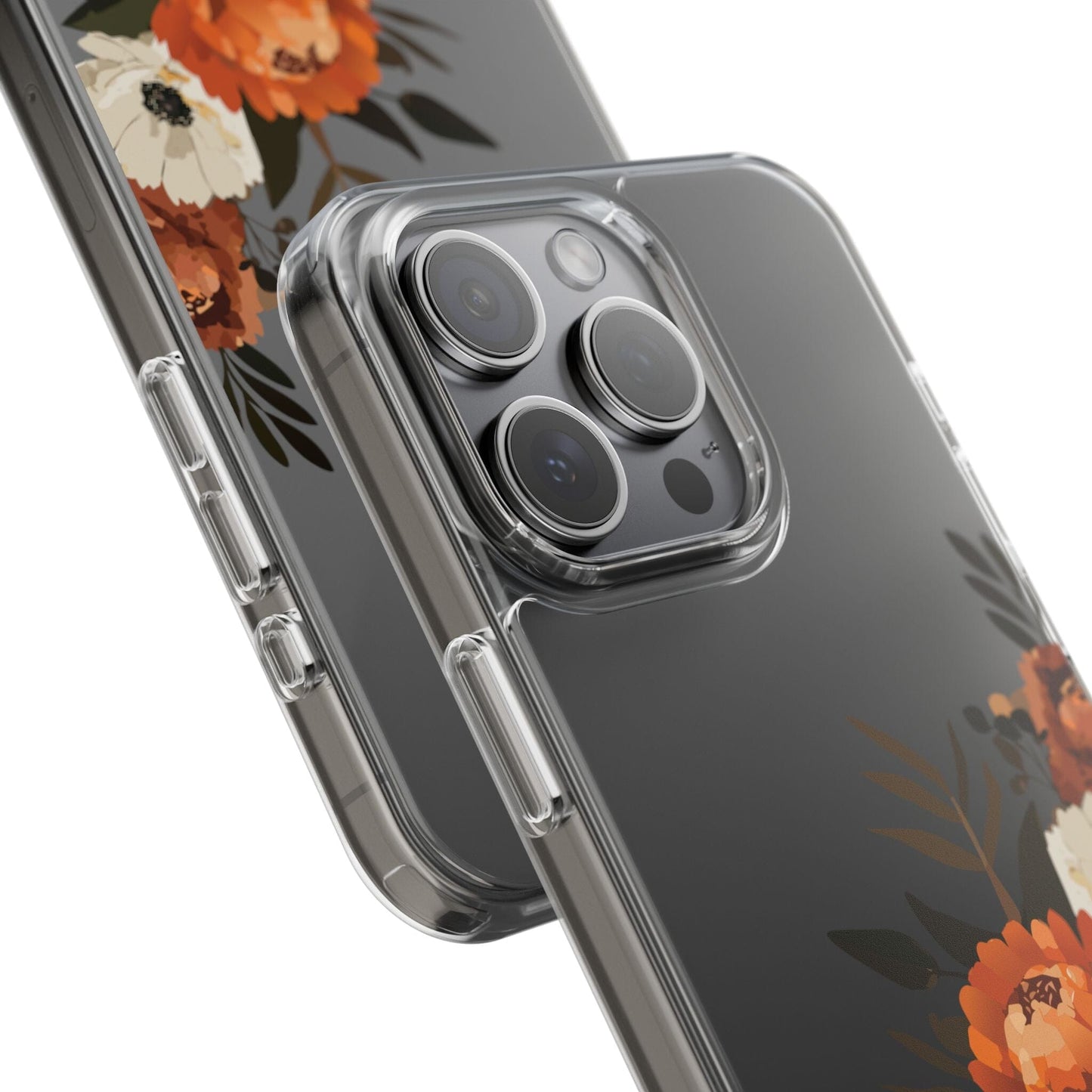 Fall Flowers Clear Phone Case • Designed to fit iPhone and Samsung Phones Phone Case Printify 