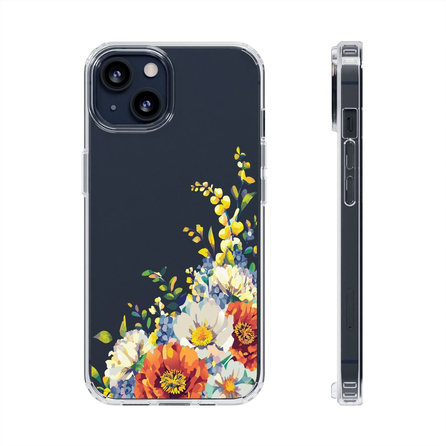 Summer Flowers Clear Phone Case • Designed to fit iPhone and Samsung Phones Phone Case Printify iPhone 13 Without gift packaging 