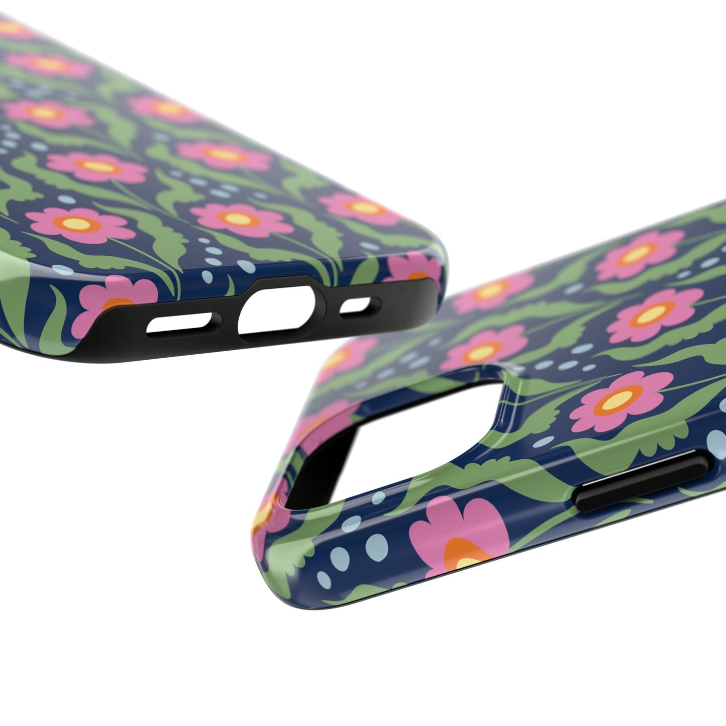 Retro Daisies Tough Phone Cases • Blue Floral Phone Case Designed to Fit Most iPhone and Samsung Phones Phone Case Printify 