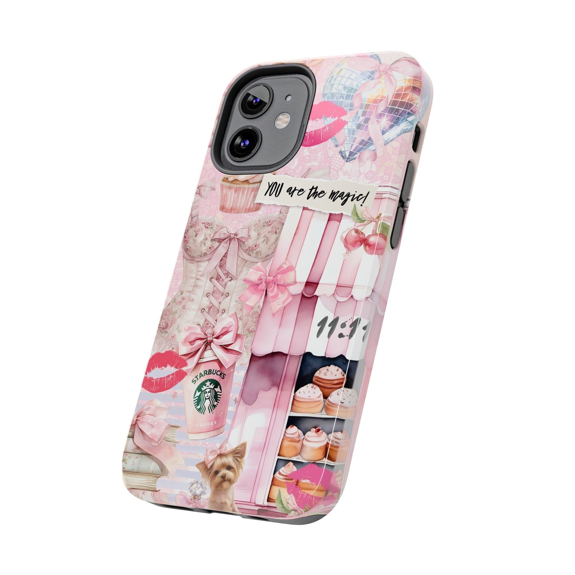 Pink Coquette Phone Case, Collage Phone Case, You Are The Magic, Cupcakes and Puppies ~ iPhone 12, iPhone 13, iPhone 14, iPhone 15 Phone Case Printify 