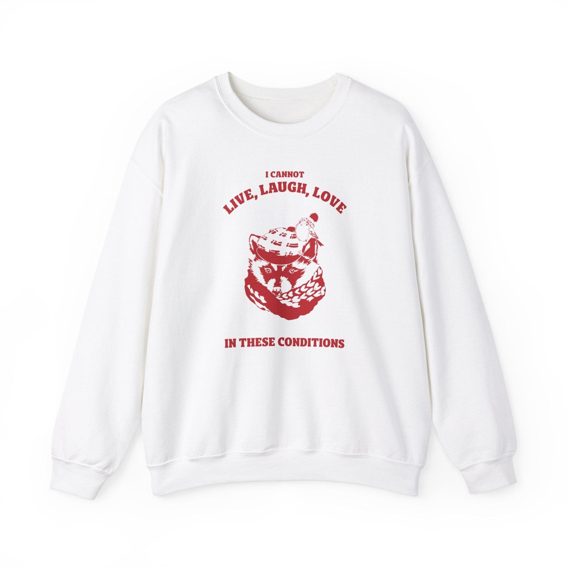 Live Laugh Love Sweatshirt, Raccoon Sweatshirt, Mental Health Sweatshirt, Trendy Meme Sweatshirt, Homestead Shirts, Y2K Meme Shirts Sweatshirt Printify S White 