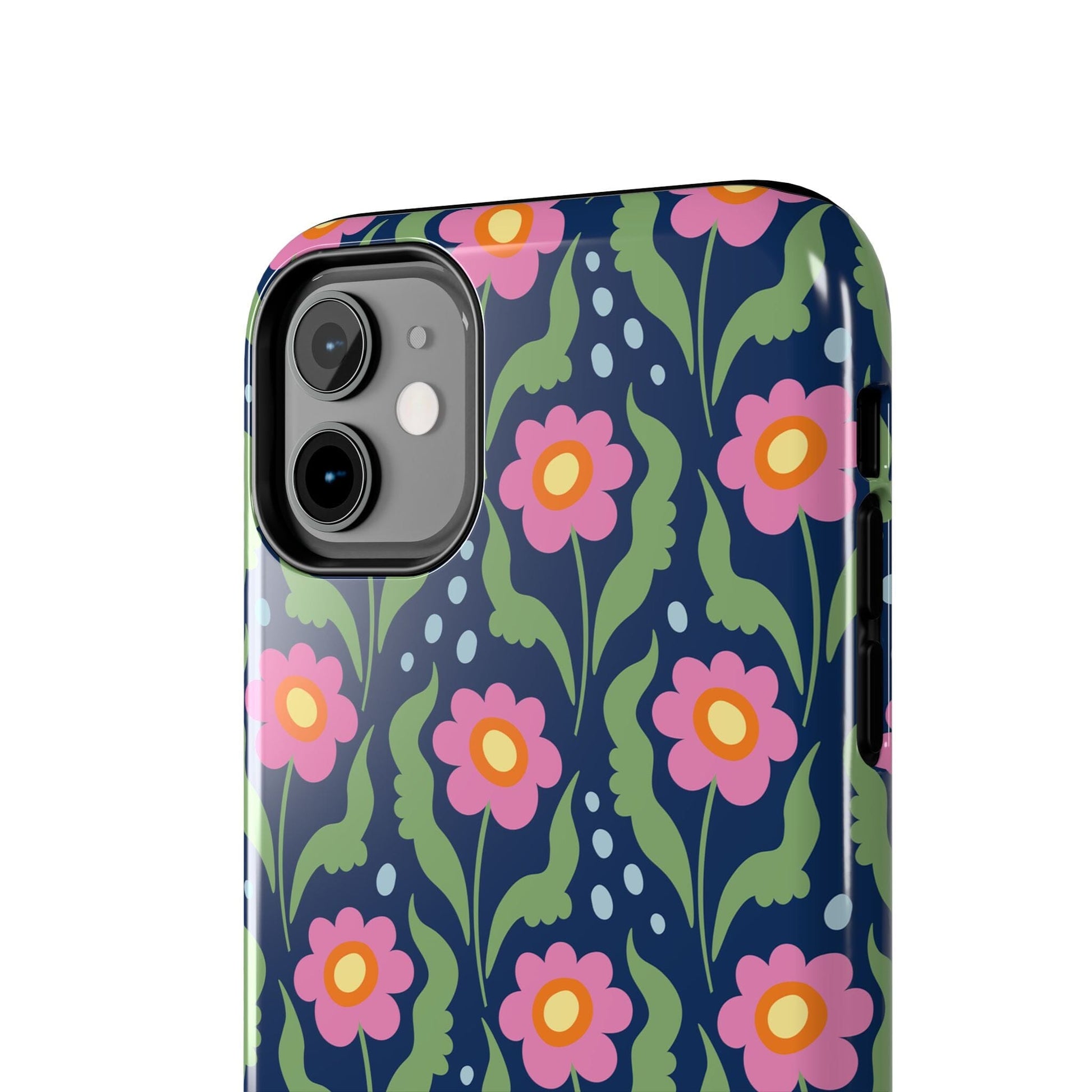 Retro Daisies Tough Phone Cases • Blue Floral Phone Case Designed to Fit Most iPhone and Samsung Phones Phone Case Printify 