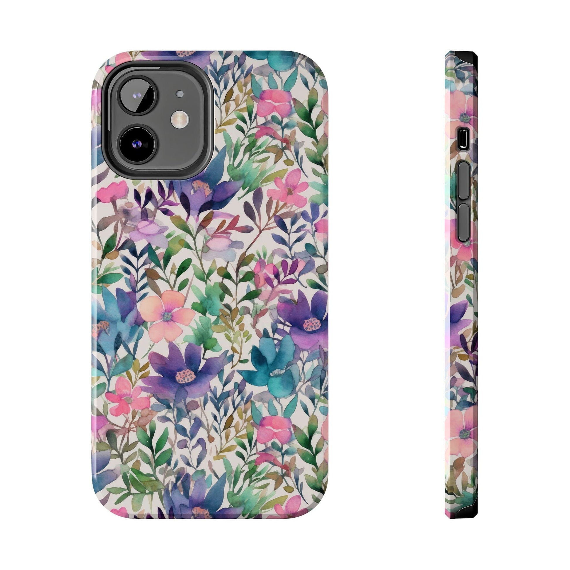 Petite Watercolor Flowers Tough Phone Case • Designed to fit Most iPhone and Samsung Phones Phone Case Printify iPhone 12 