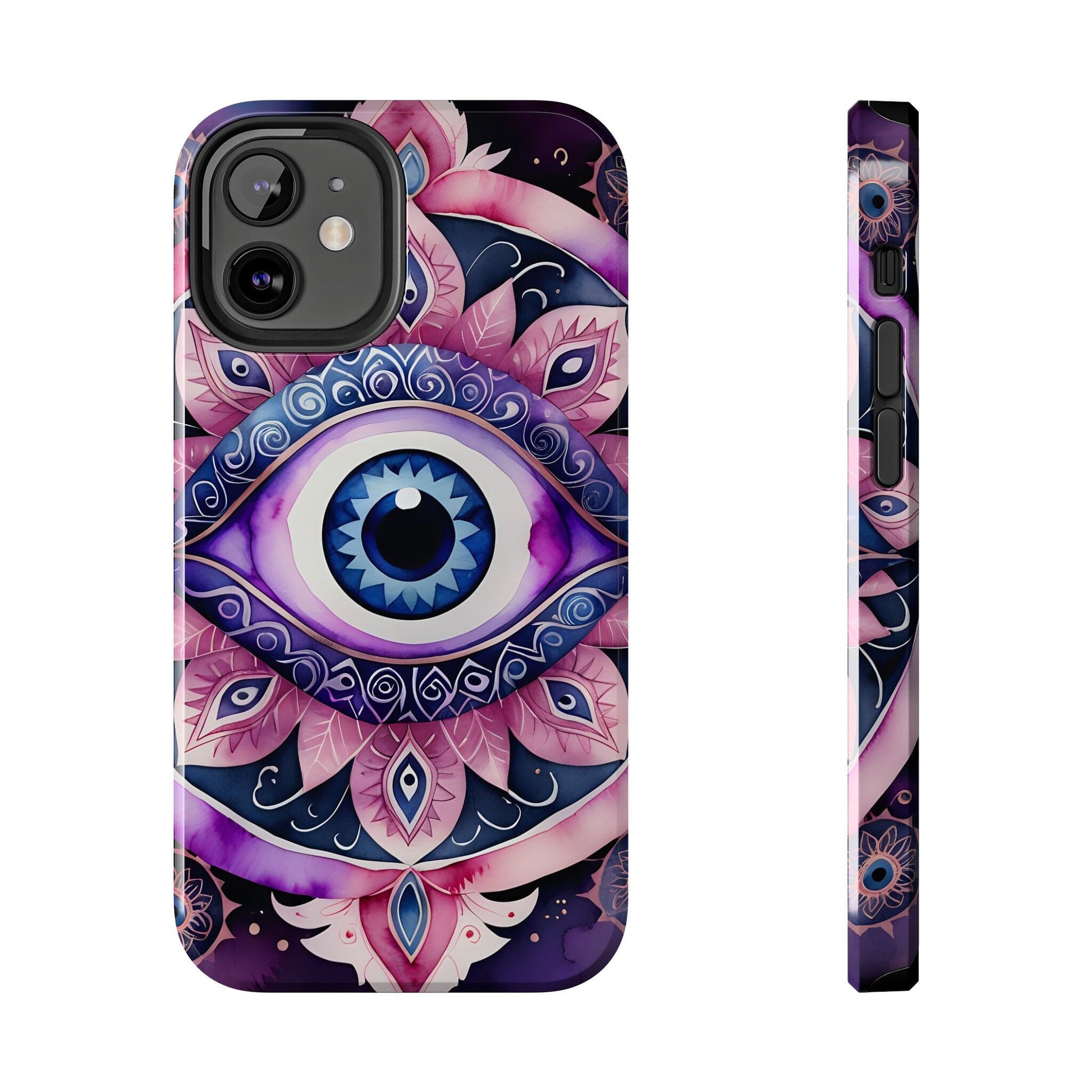 Purple Evil Eye Phone Case, Cosmic Mandala Phone Case, Phone Case Printify iPhone 12 Mini 