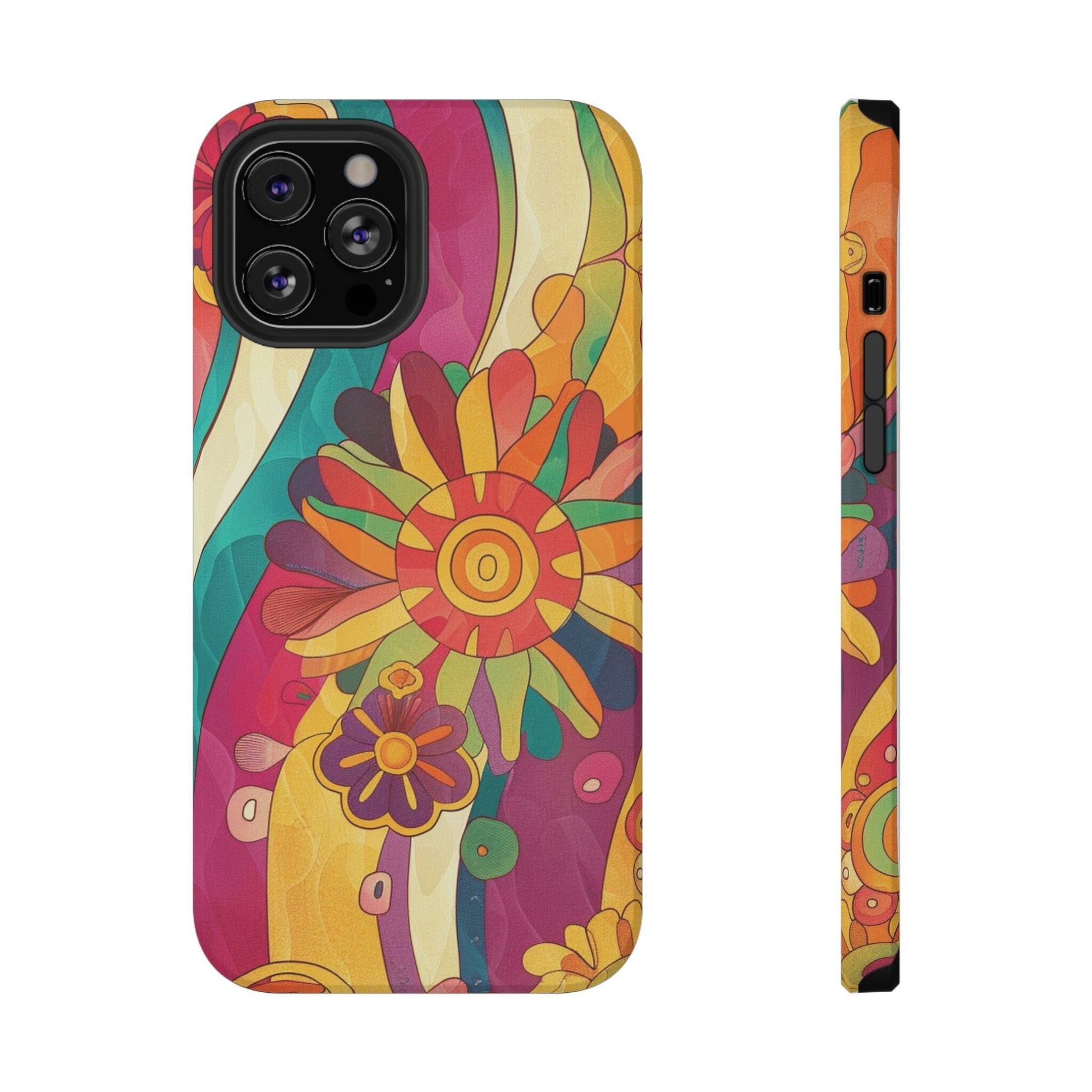 Retro Hippie Impact-Resistant Cases • 70s Daisy Flower Phone Cases Designed to fit Most iPhone and Samsung Phones Phone Case Printify iPhone 12 Pro Max Matte Without gift packaging