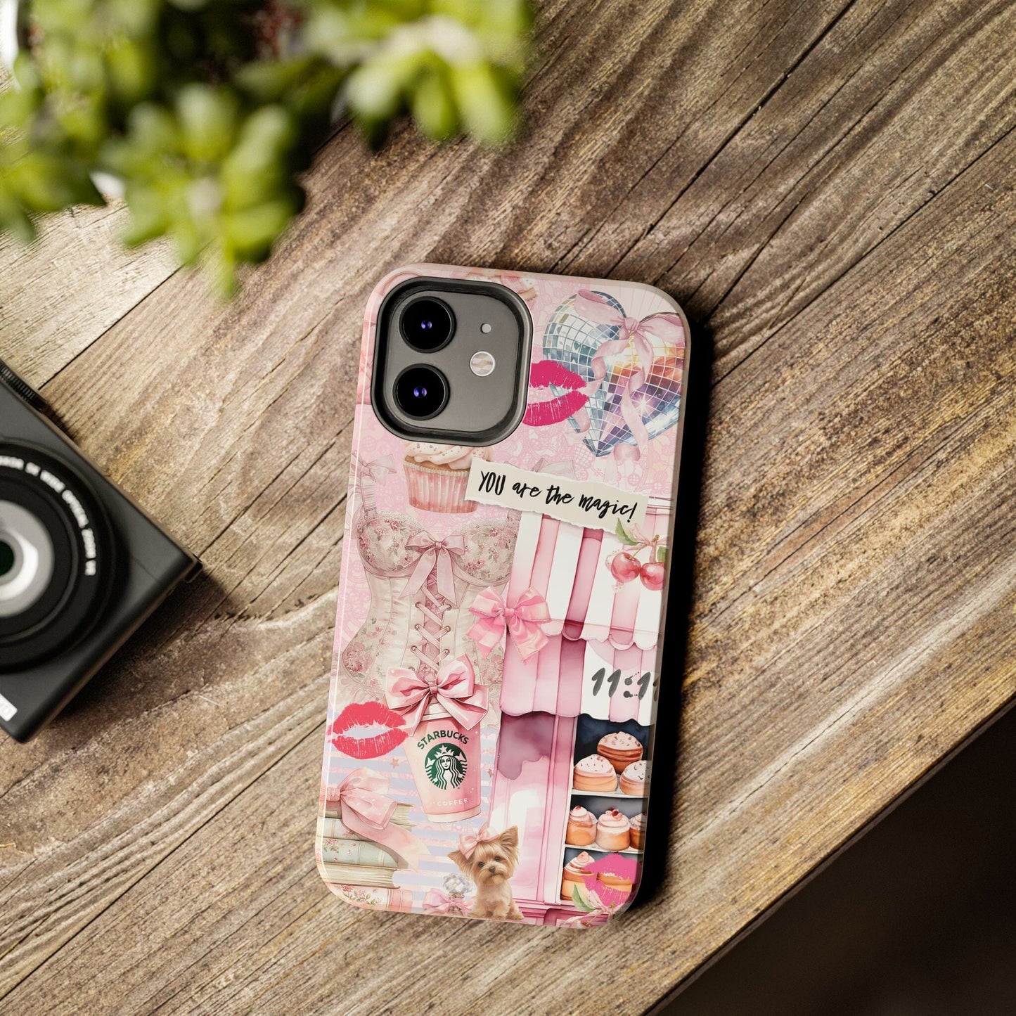 Pink Coquette Phone Case, Collage Phone Case, You Are The Magic, Cupcakes and Puppies ~ iPhone 12, iPhone 13, iPhone 14, iPhone 15 Phone Case Printify 