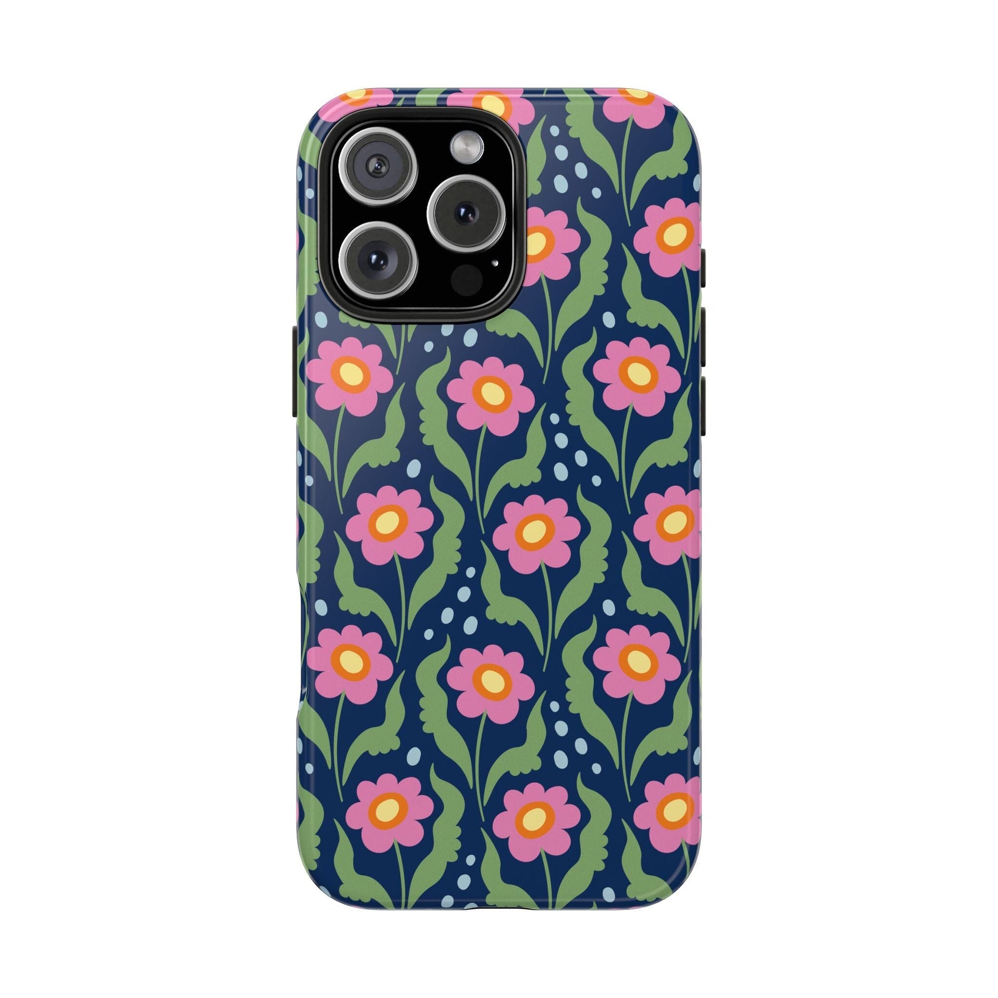 Retro Daisies Tough Phone Cases • Blue Floral Phone Case Designed to Fit Most iPhone and Samsung Phones Phone Case Printify iPhone 16 Pro Max 