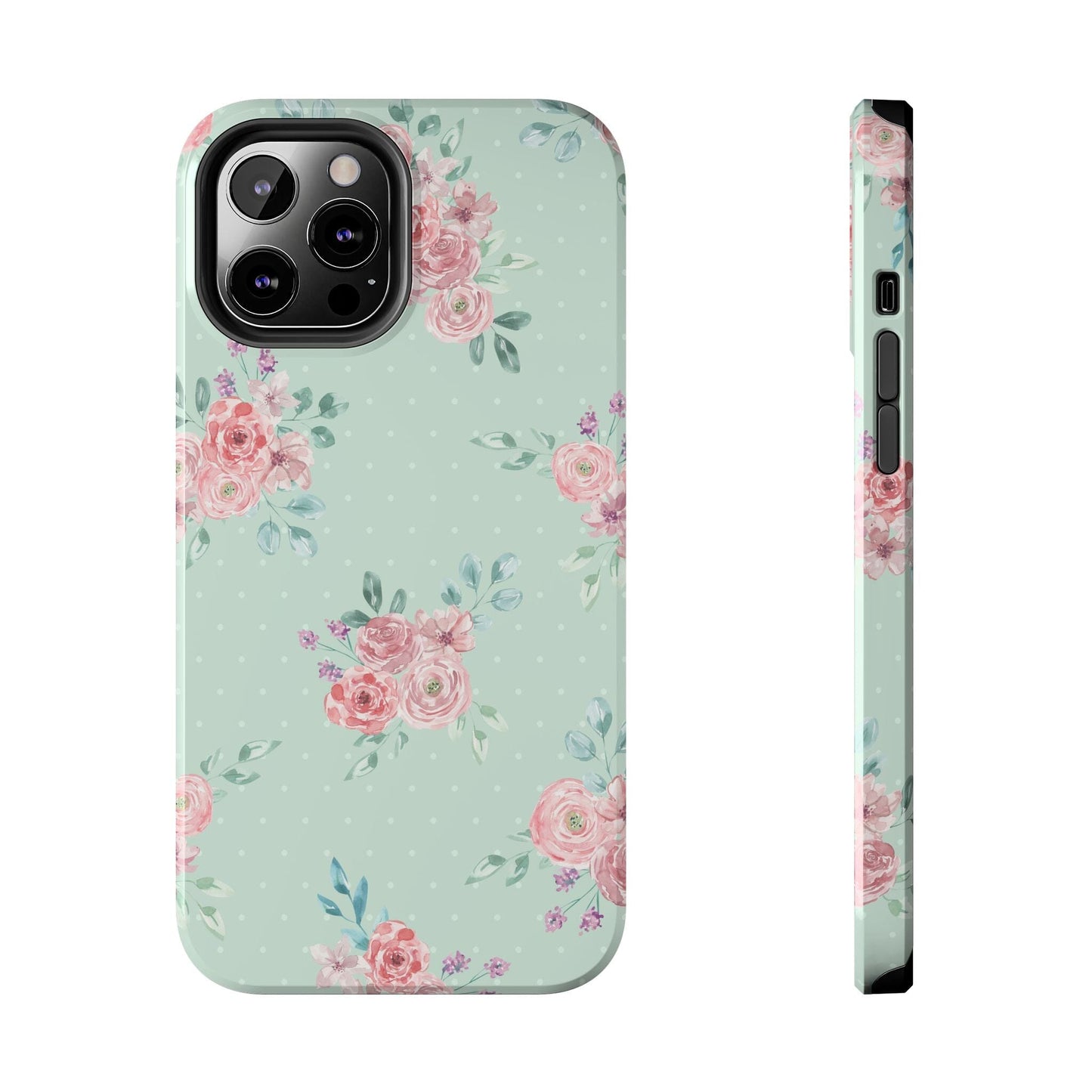 Green Floral Phone Case, Summer Flower Phonecases, Coquette Aesthetic iPhone Case for 15 14 13 12 Cell Phone Covers Phone Case Printify iPhone 12 Pro Max 