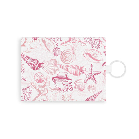 Keychain Wallet, Seashell Keychain, Minimalist Wallet Card Holder Accessories Printify One size White 