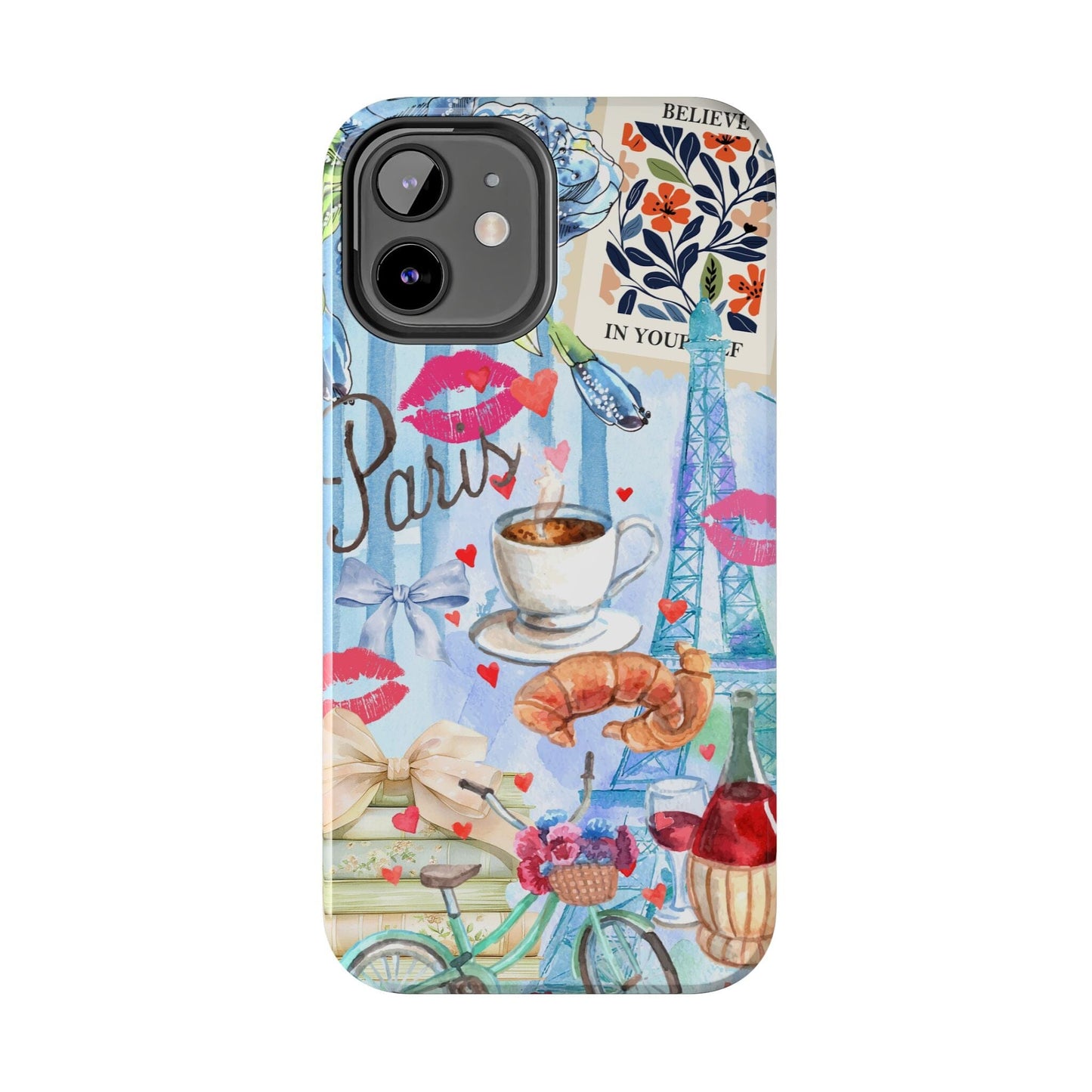 Coquette In Paris, Collage Phone Case, Floral Bookish Aesthetic, Preppy Stuff ~ Cell Phone Case for iPhone 12, iPhone 13, iPhone 14 & 15 Phone Case Printify 