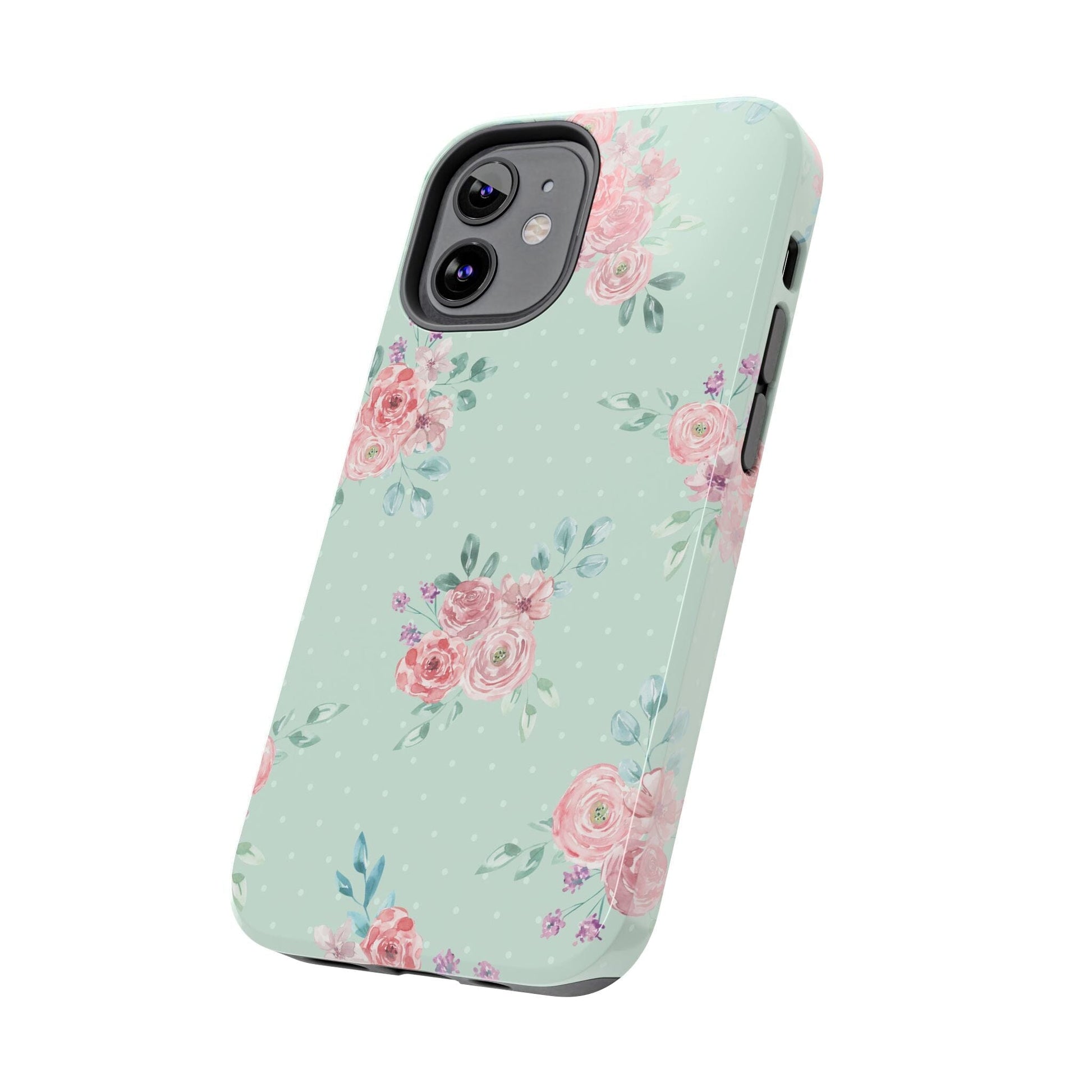 Green Floral Phone Case, Summer Flower Phonecases, Coquette Aesthetic iPhone Case for 15 14 13 12 Cell Phone Covers Phone Case Printify 