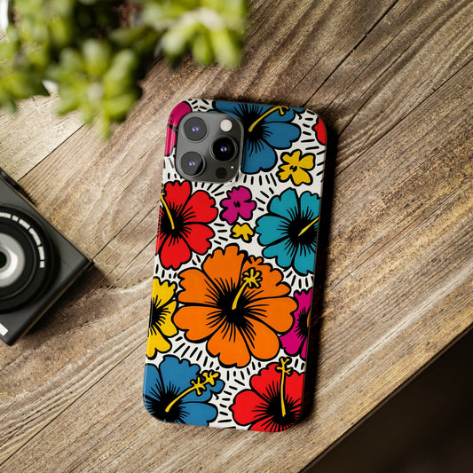 Coconut Girl Hibiscus Phone Case, Pop Art Design, Modern Art Cell Phone Case, iPhone 12-15 Phone Case Printify iPhone 12 Pro Max 