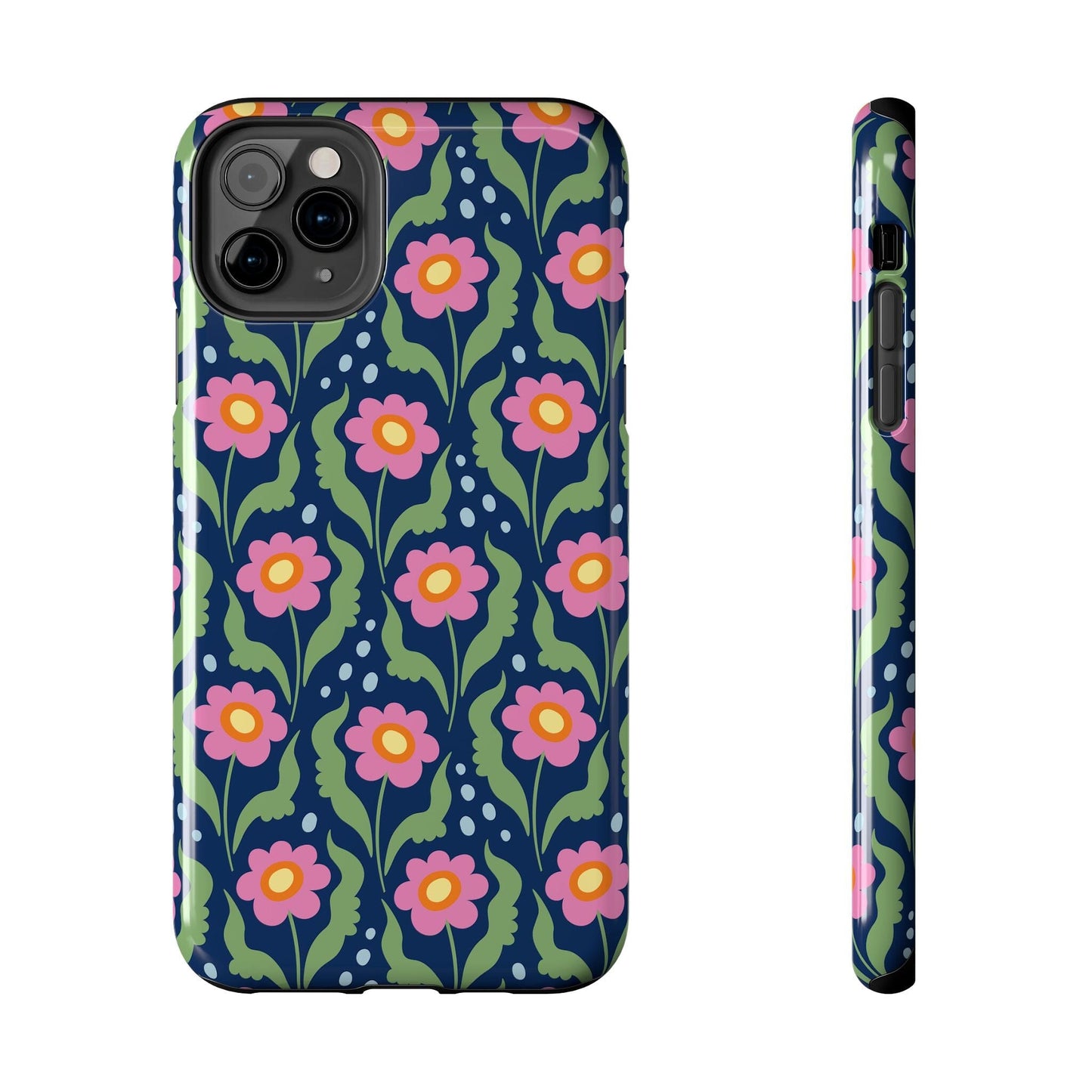 Retro Daisies Tough Phone Cases • Blue Floral Phone Case Designed to Fit Most iPhone and Samsung Phones Phone Case Printify iPhone 11 Pro Max 